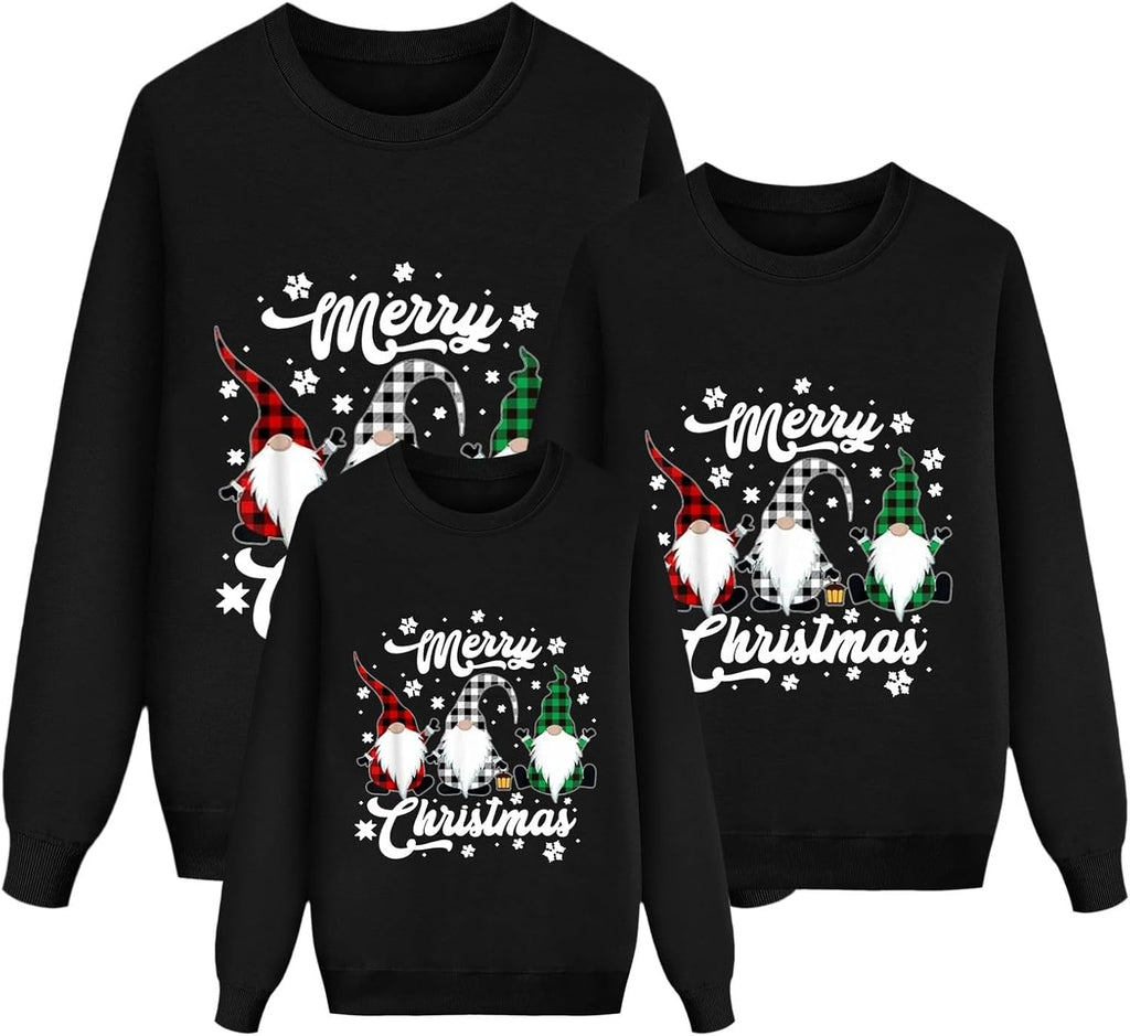 Sweater Christmas Family Woman Man Child Christmas Sweatshirts Family Round Neck Long Sleeve Christmas Sweater Winter Warm Christmas Jerseys for Couples Blouses Tops