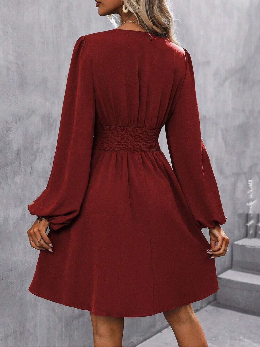 Dress Long Sleeve/Short Sleeve Women Casual Long Dresses V Neck Elegant Lantern Sleeve Dress A-Line Butterfly Sleeves