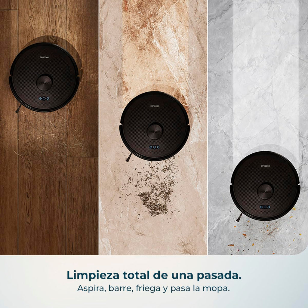 Cecotec Conga M50 Robot Vacuum Cleaner and Floor Scrubber, Laser Navigation, 5000Pa Suction Pressure, 3200 mAh Battery, Multifunction Brush for All Surfaces, Coverage up to 160 m²