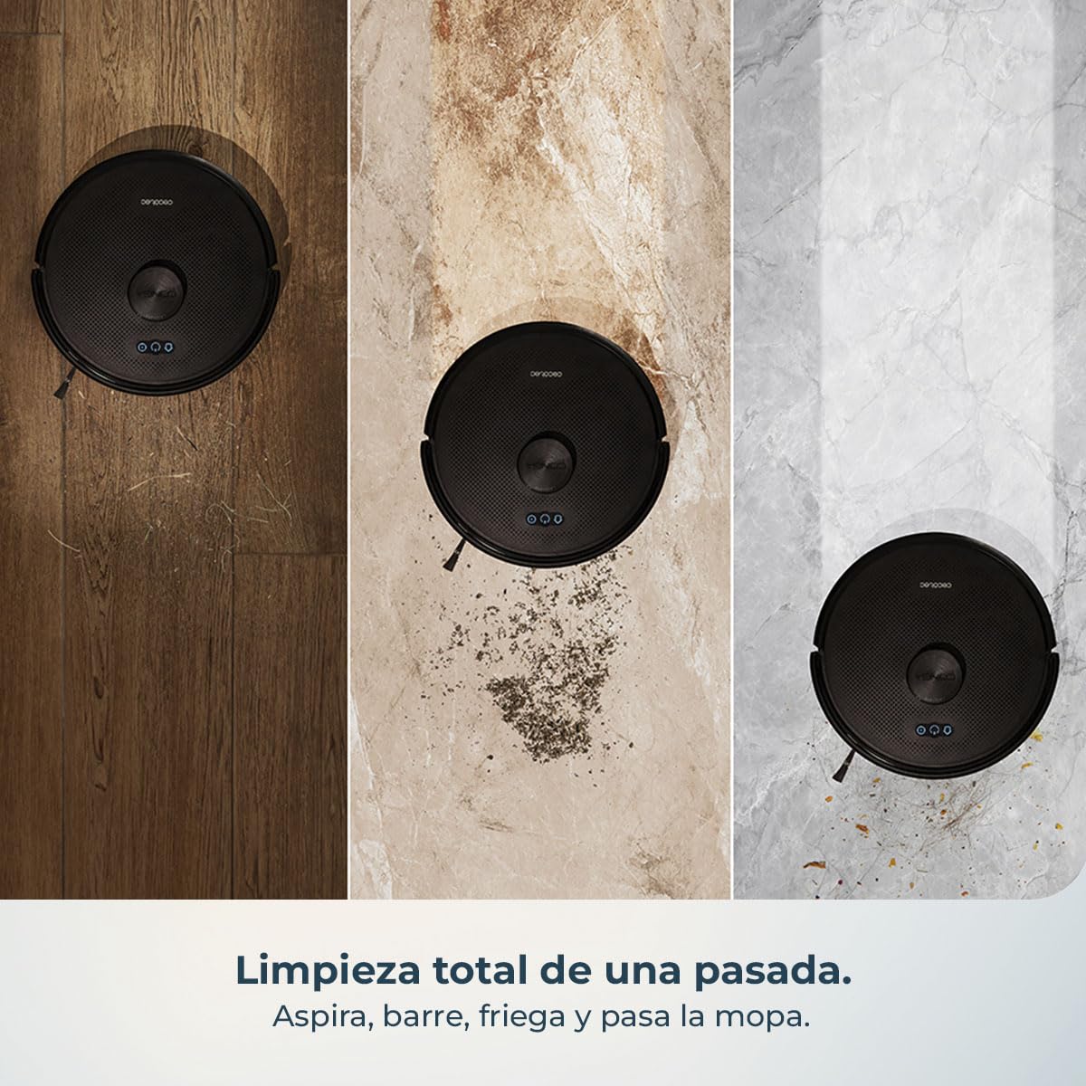 Cecotec Conga M50 Robot Vacuum Cleaner and Floor Scrubber, Laser Navigation, 5000Pa Suction Pressure, 3200 mAh Battery, Multifunction Brush for All Surfaces, Coverage up to 160 m²