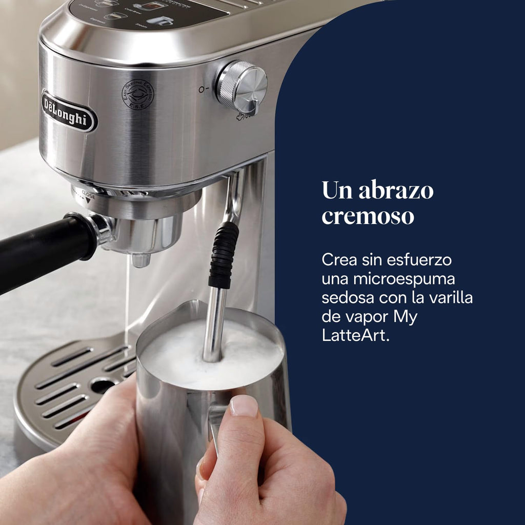 De'Longhi Dedica – Stainless Steel Pump Coffee Maker for Ground Coffee or Single Serve Coffee Maker, Espresso and Cappuccino, 1.3 Liter Reservoir, Anti-Drip System, EC685.BK, Black