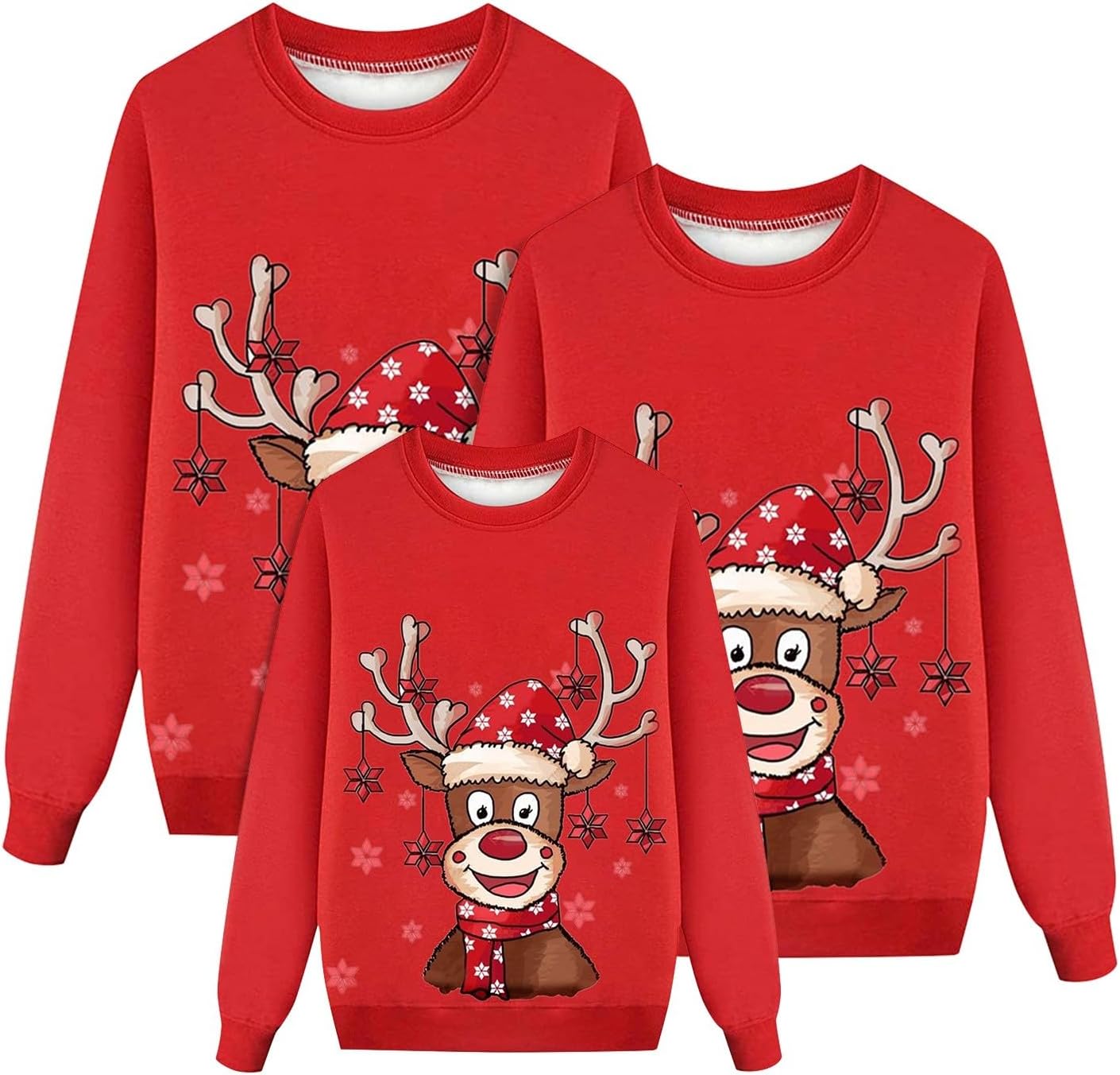 Sweater Christmas Family Woman Man Child Christmas Sweatshirts Family Round Neck Long Sleeve Christmas Sweater Winter Warm Christmas Jerseys for Couples Blouses Tops