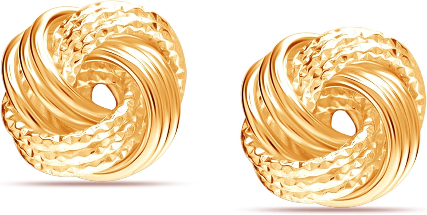 LeCalla Italian Silver Jewelry Stud Earring Twisted Design Wire Love Knot for Women