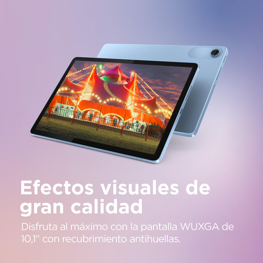 Lenovo Tab – Tablet 10.1 inch WUXGA (MediaTek Helio G85, 4 GB RAM, 128 GB, 60 Hz, 2 Speakers, Wi-Fi 5, Bluetooth 5.3, Android 14) Polar Blue – Includes Transparent Case with Built-in Stand