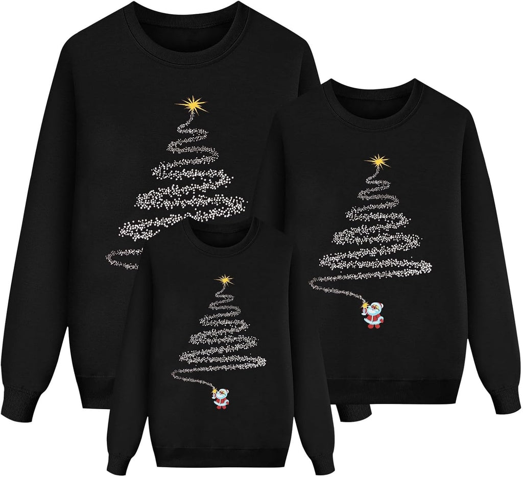 Sweater Christmas Family Woman Man Child Christmas Sweatshirts Family Round Neck Long Sleeve Christmas Sweater Winter Warm Christmas Jerseys for Couples Blouses Tops