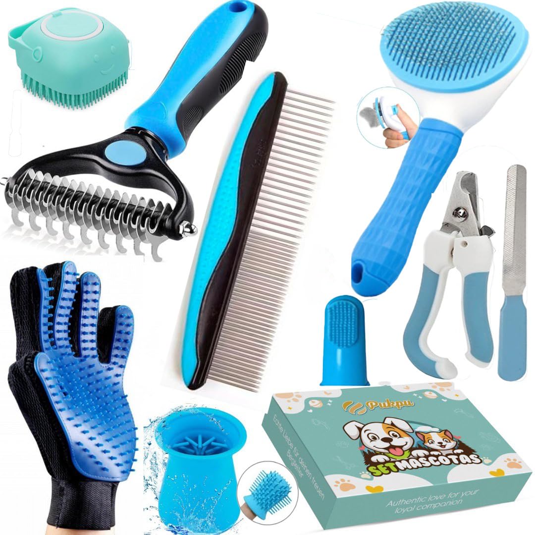 Grooming Kit for Dogs and Cats – Professional 5 Piece Set with Quiet Hair Clipper, Brush, Comb, Scissors & Vacuums – Complete Pet Care Kit at Home