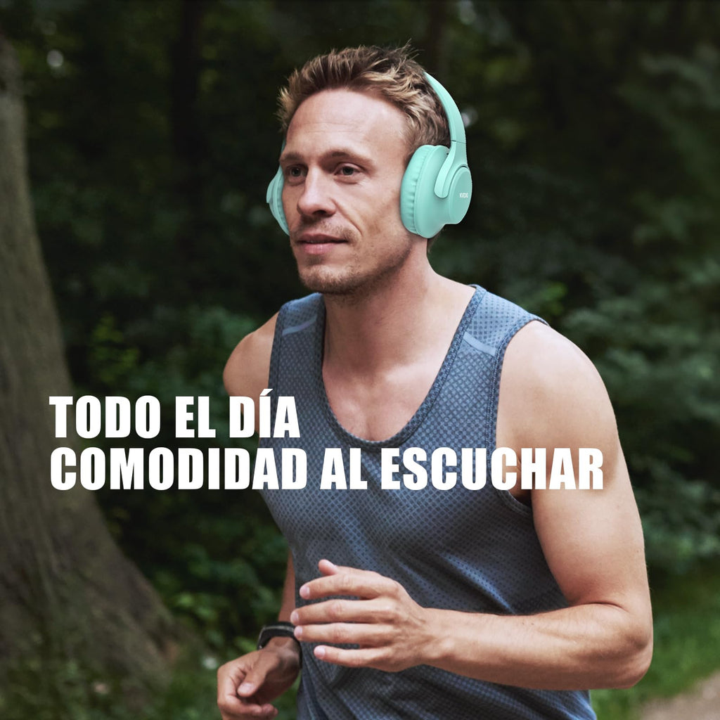 KVIDIO Wireless On-Ear Headphones, 55 Hours Playtime Bluetooth Headphones, Foldable Lightweight Headphones with Microphone, Deep Bass (Black)