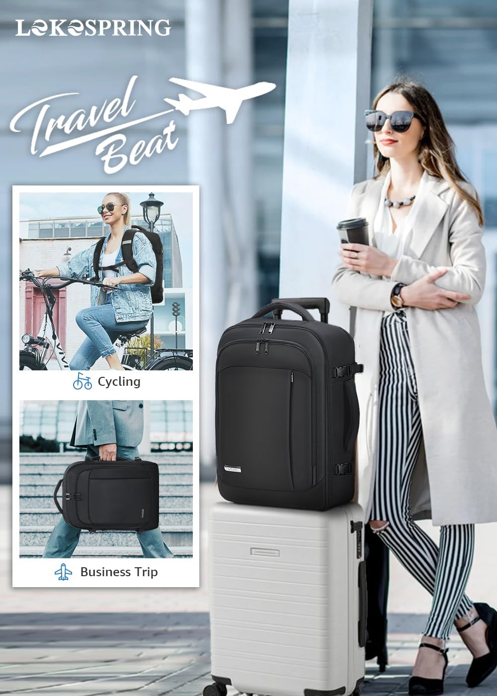 Travel Backpack Cabin Airplane 40x20x25 | Travel Backpack Woman Man - Travel Suitcases Cabin with 6 Organizer Bags - Holidays Business Travel School