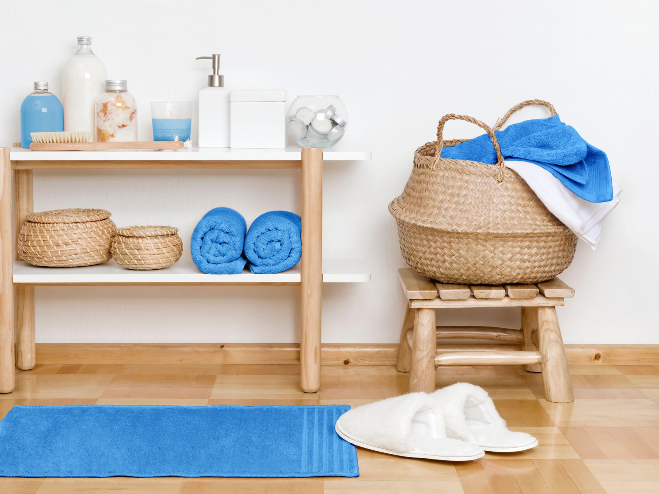 500 g Plain Full Bath Towel Set – Large and Small Terry Towels, 100% Cotton – Pack (2 Washbasin + 2 Shower) – High Absorption – Cotton Towel – Grass