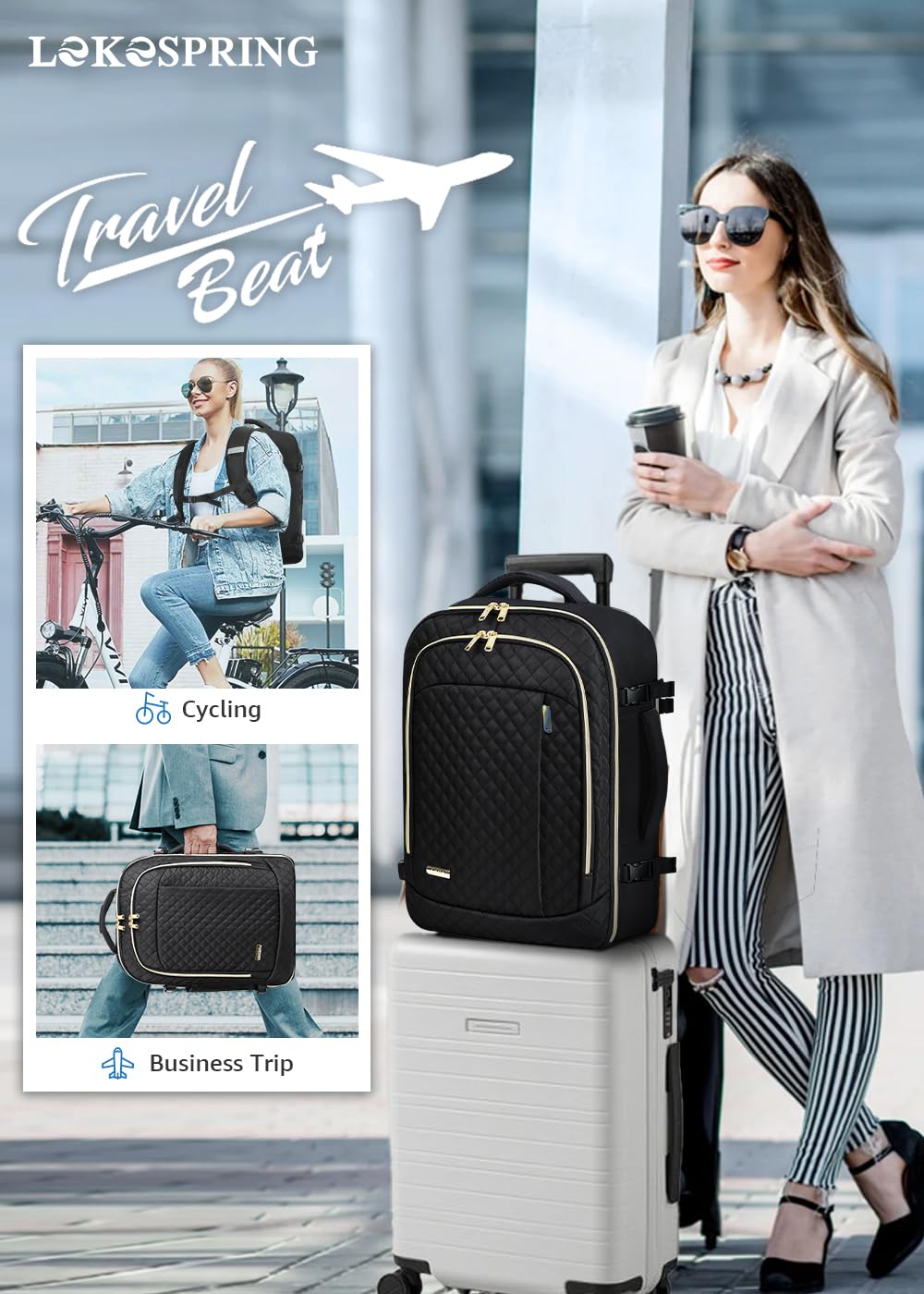 Travel Backpack Cabin Airplane 40x20x25 | Travel Backpack Woman Man - Travel Suitcases Cabin with 6 Organizer Bags - Holidays Business Travel School