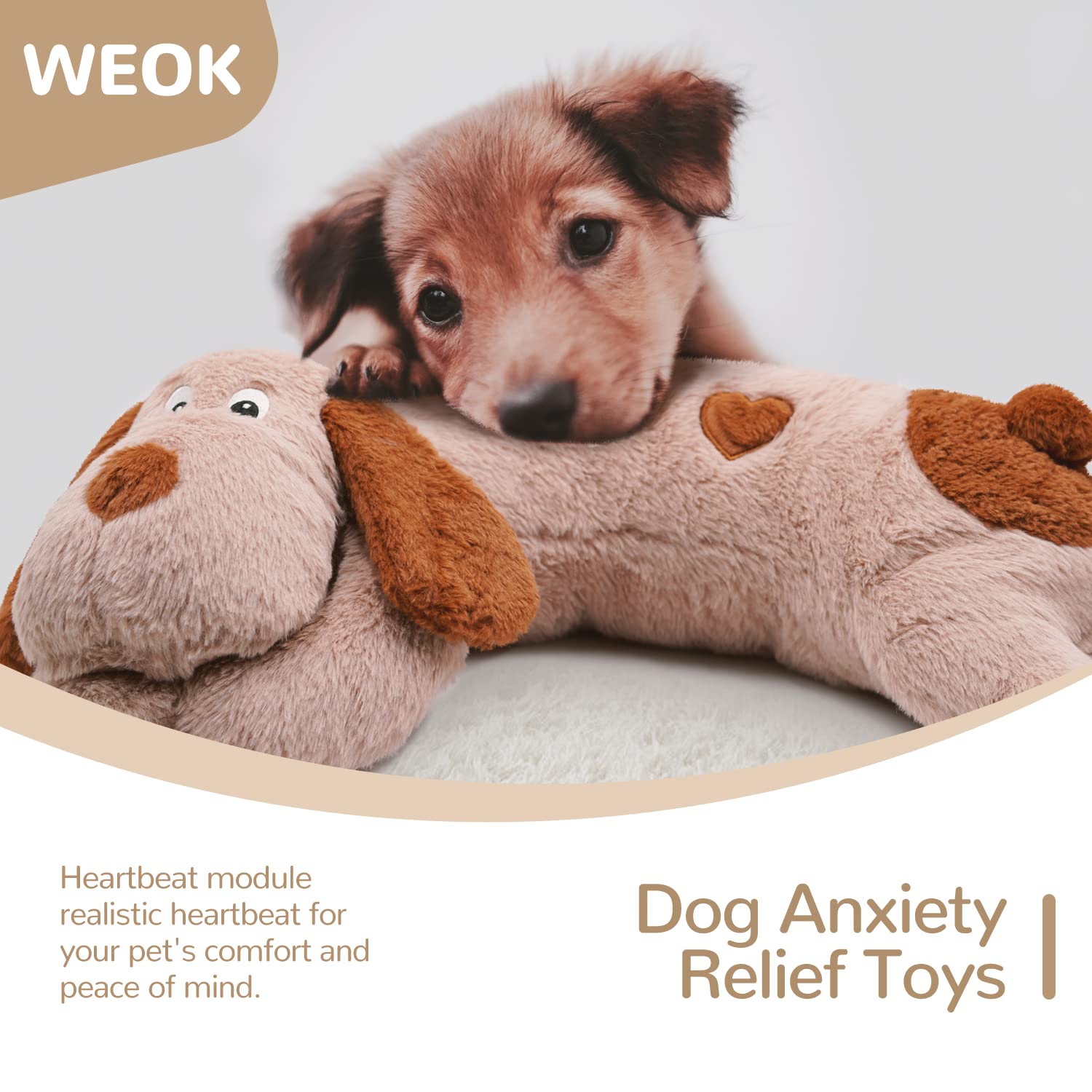 Puppy Heartbeat Toy, Separation Anxiety Relief Toy, Puppy Heartbeat Calming Plush Toy for Anxiety and Behavior