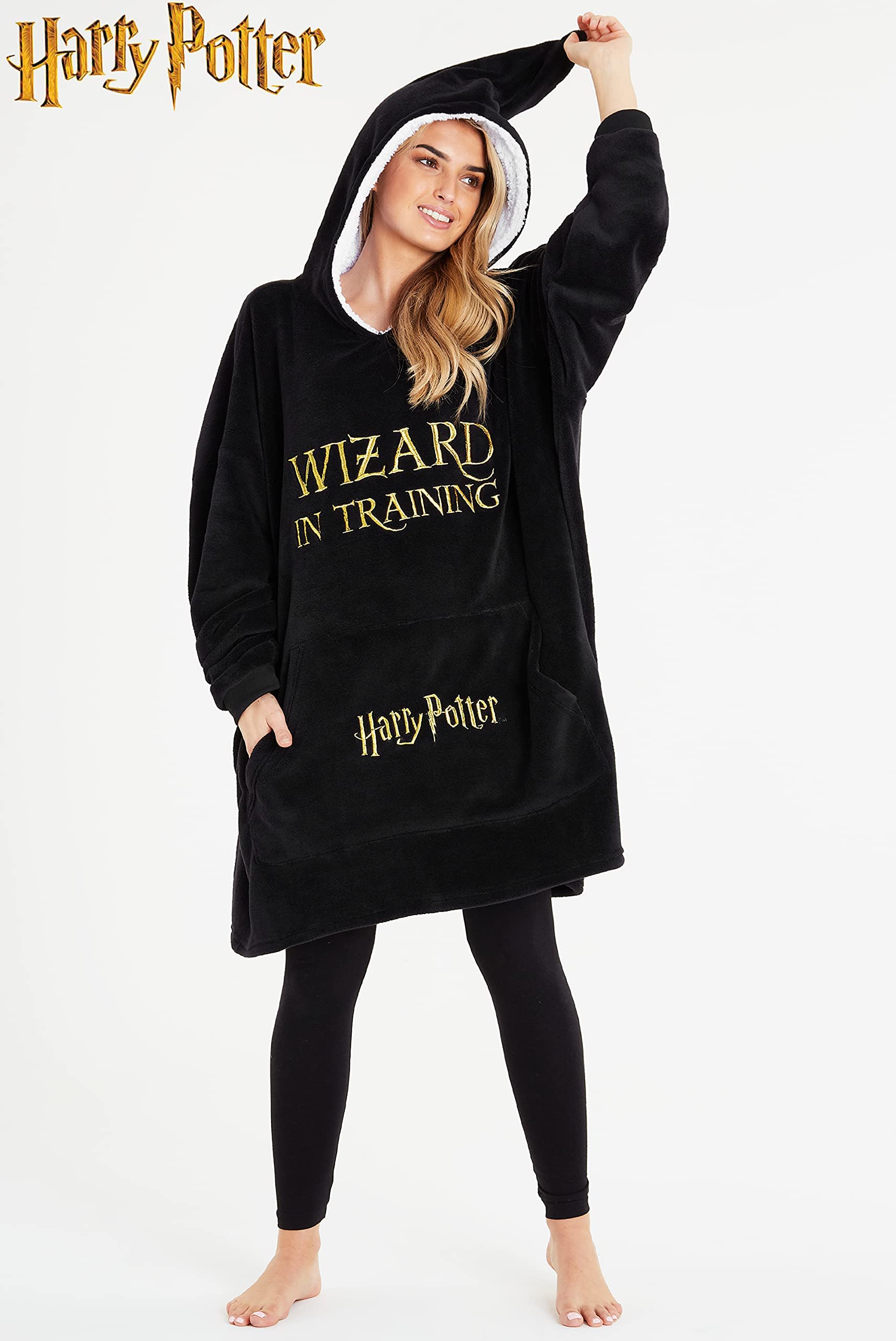 Harry Potter Women's Sweatshirt, Fleece Blanket Robe, Women's Oversized Sweatshirt with Fleece Hood, Original Gifts for Women