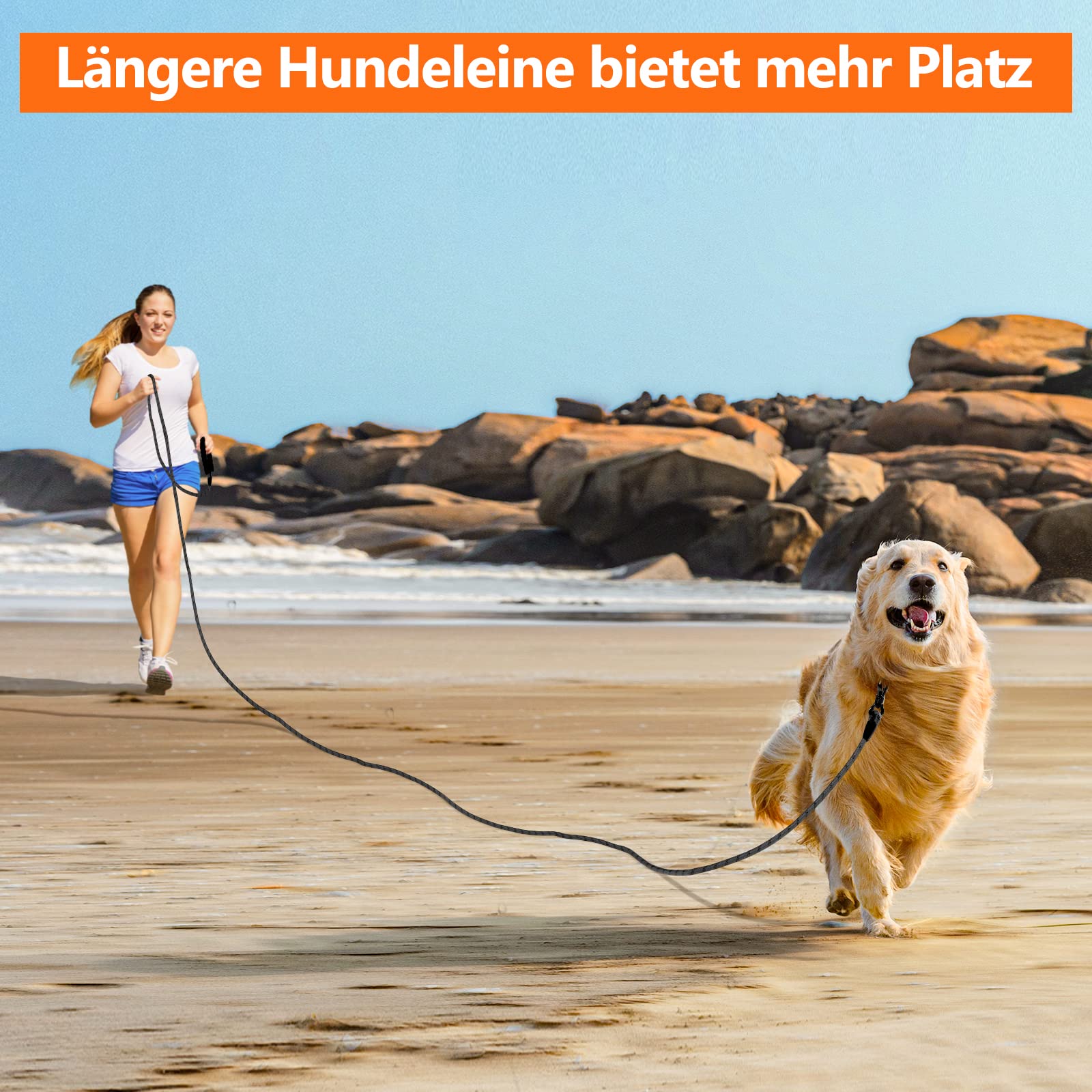 X XBEN Dog Training Lead, 1.5 m, 3 m, 5 m, 6 m, 10 m, 15 m, 20 m, 25 m, 30 m, Long Dog Leash with Lockable Hook, Training Leash for Large and Small Dogs, Reflective and Durable