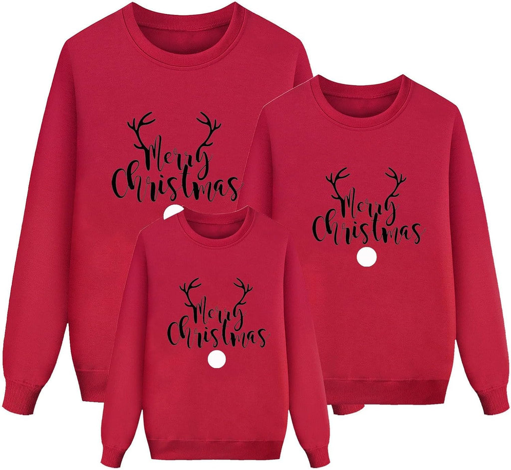 Sweater Christmas Family Woman Man Child Christmas Sweatshirts Family Round Neck Long Sleeve Christmas Sweater Winter Warm Christmas Jerseys for Couples Blouses Tops