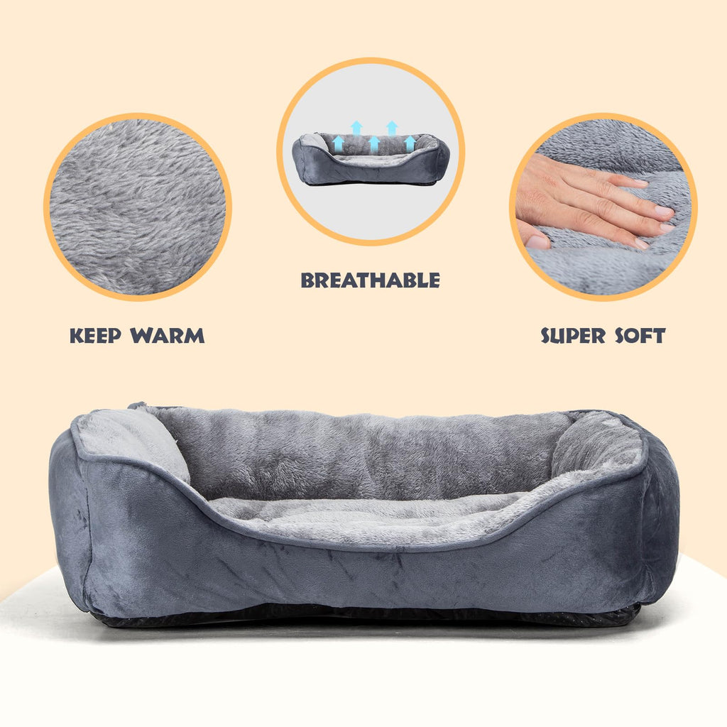 Nobleza Washable Dog Bed, Non-Slip with Super Soft Fibre Filling for Small and Medium Pets, Black, M, 67 x 57 cm