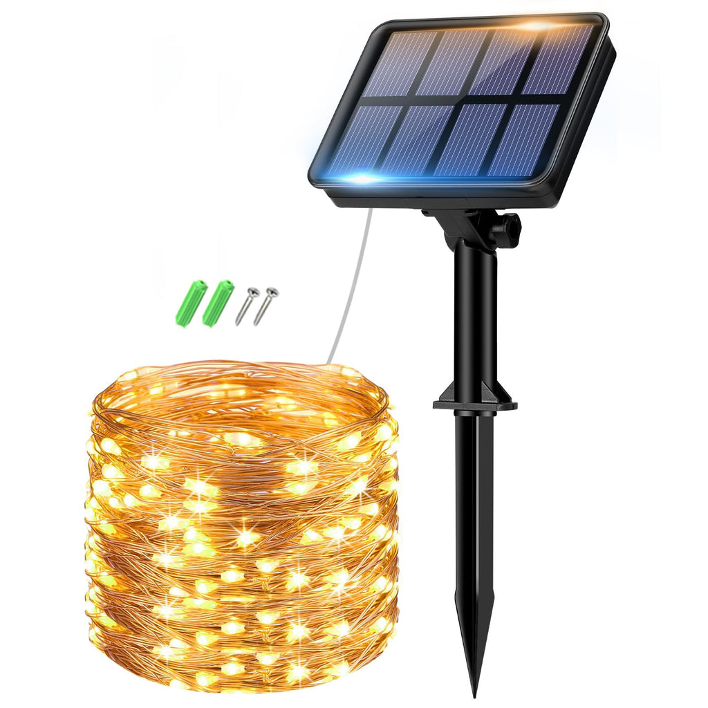 btfarm 2 Pack of Outdoor Solar String Lights, Fully 30M 300 LED, 8 Modes String Lights Decoration for Terrace, Parties, Weddings, Patio, Gardens (Warm White)