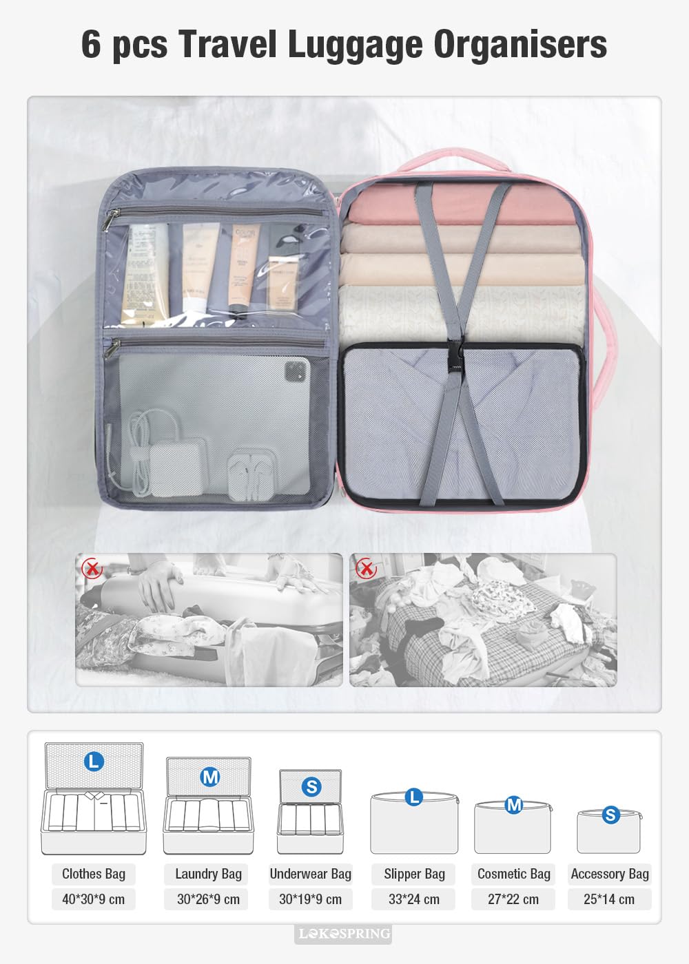 Travel Backpack Cabin Airplane 40x20x25 | Travel Backpack Woman Man - Travel Suitcases Cabin with 6 Organizer Bags - Holidays Business Travel School