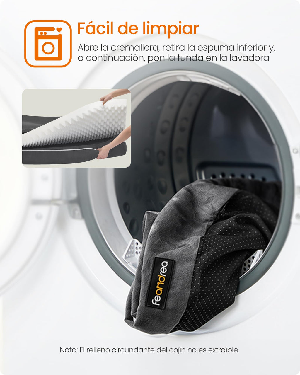 Feandrea Orthopedic Dog Bed, Sofa, Pet Bed, Soft Padding, Raised Edges, Removable and Washable Cover, 122 x 85 x 20 cm, Non-Slip, Osucro Grey PGW078G01