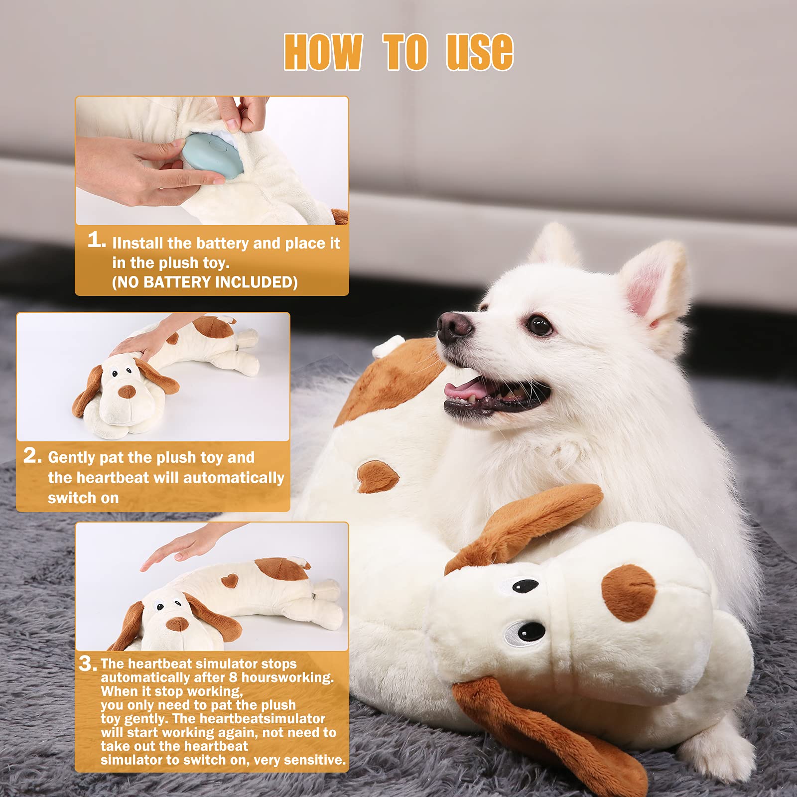 Puppy Heartbeat Toy, Separation Anxiety Relief Toy, Puppy Heartbeat Calming Plush Toy for Anxiety and Behavior