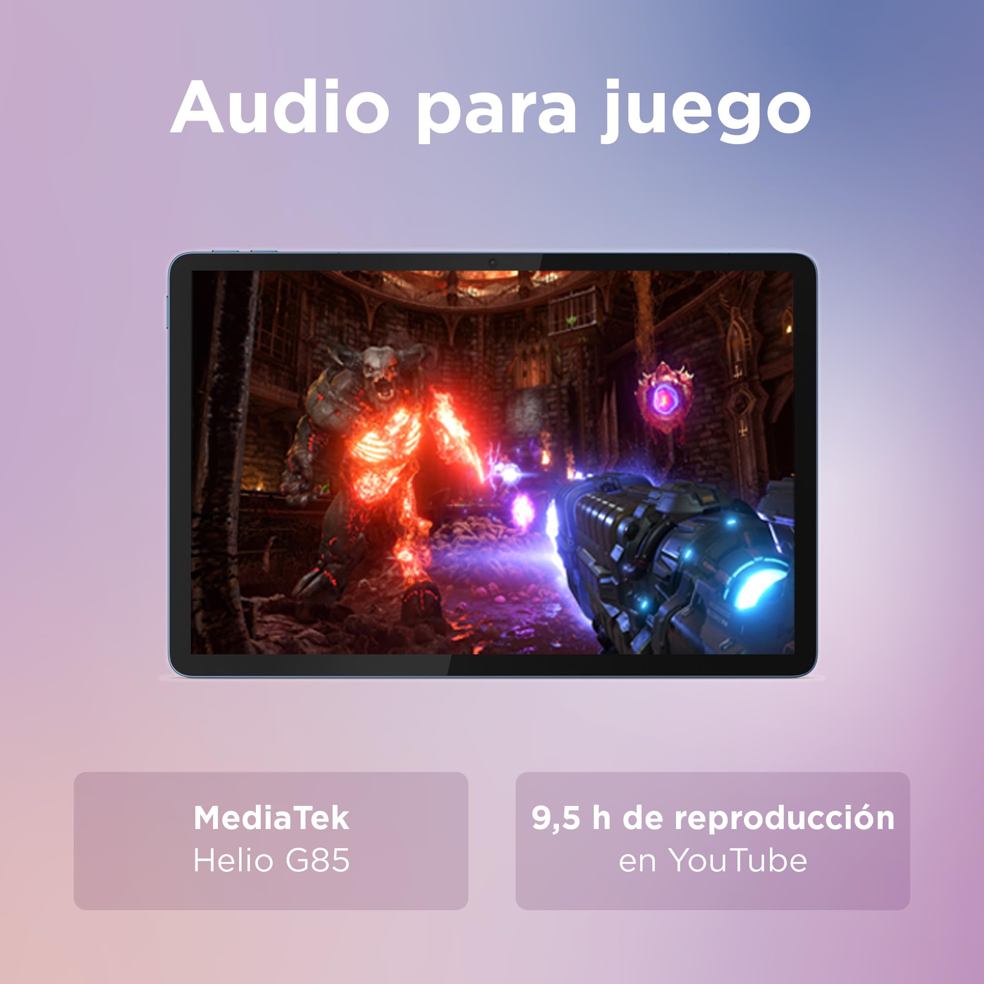 Lenovo Tab – Tablet 10.1 inch WUXGA (MediaTek Helio G85, 4 GB RAM, 128 GB, 60 Hz, 2 Speakers, Wi-Fi 5, Bluetooth 5.3, Android 14) Polar Blue – Includes Transparent Case with Built-in Stand