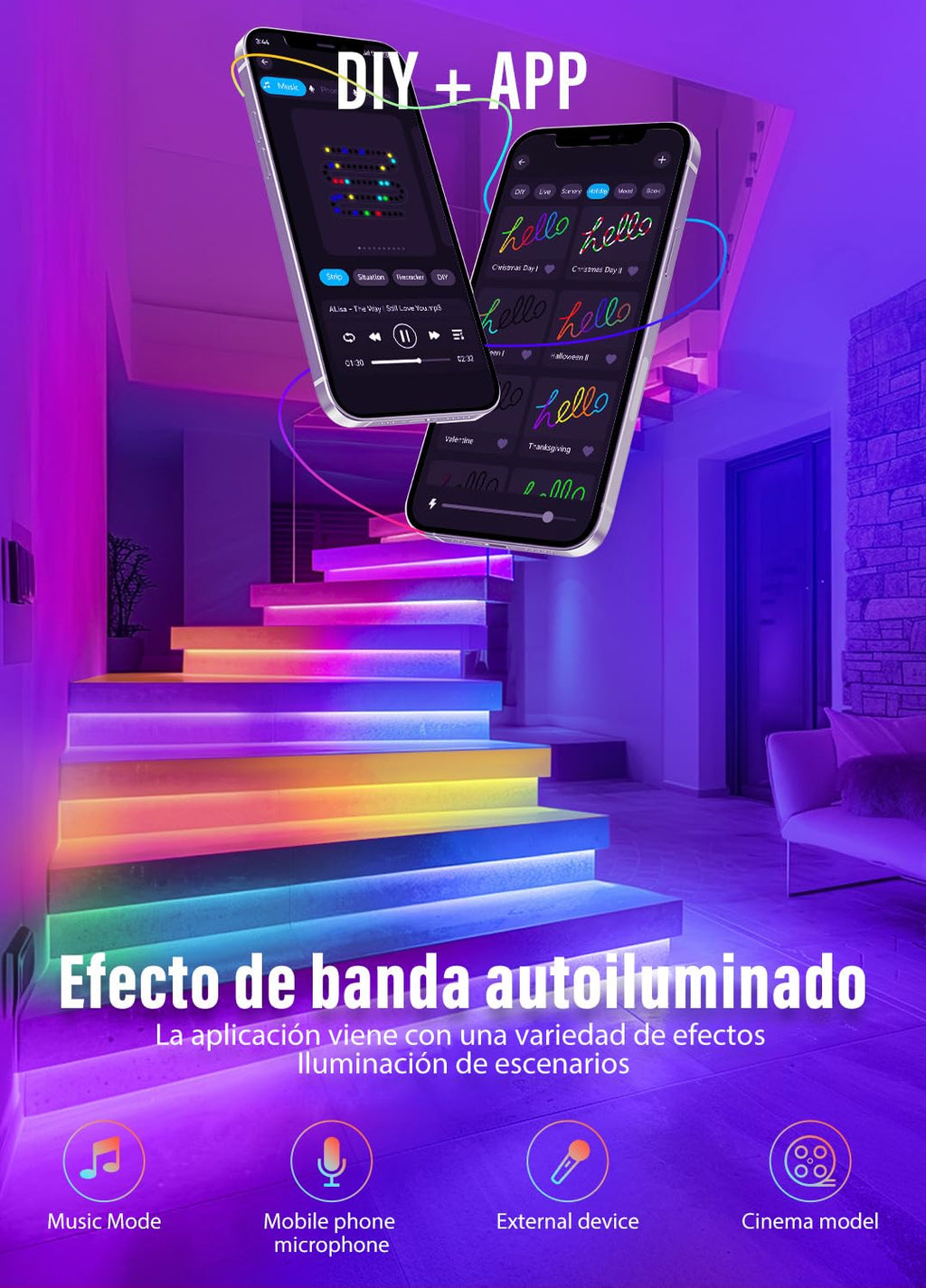 LED Strips 20 Metres RGB 5050, LED Lights with App and Controller, Sync with Music, Ideal for LED Lights, Room Lights, Party Decoration and Christmas (10 m x 2)