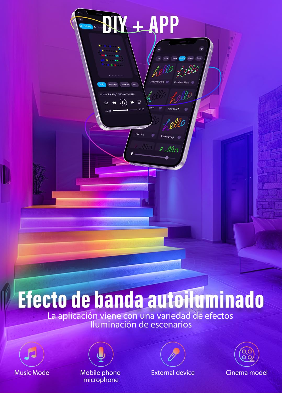 LED Strips 20 Metres RGB 5050, LED Lights with App and Controller, Sync with Music, Ideal for LED Lights, Room Lights, Party Decoration and Christmas (10 m x 2)