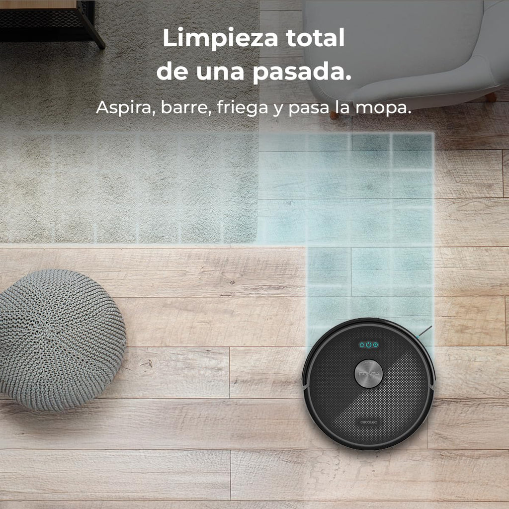 Cecotec Conga M50 Robot Vacuum Cleaner and Floor Scrubber, Laser Navigation, 5000Pa Suction Pressure, 3200 mAh Battery, Multifunction Brush for All Surfaces, Coverage up to 160 m²