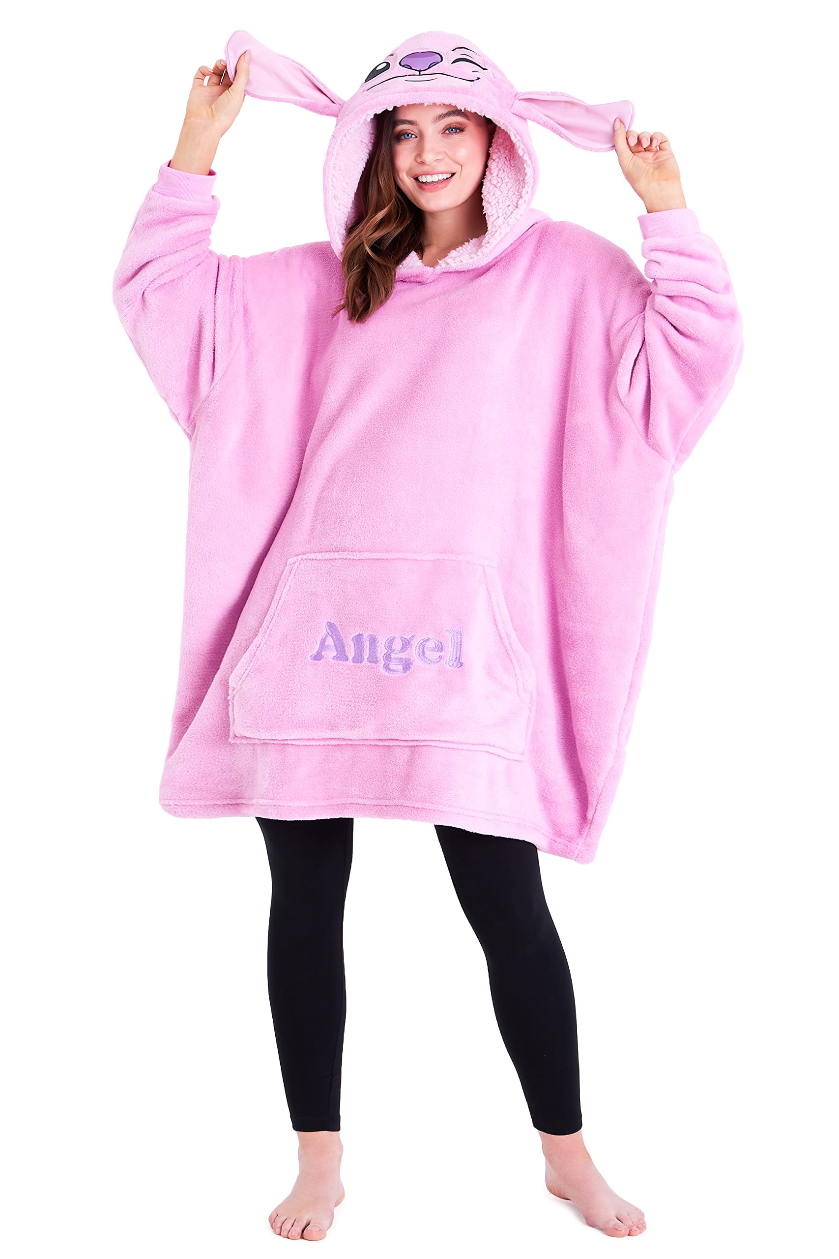 Disney Stitch Sudadera Mujer - Sudadera Manta con Capucha de Forro Polar, Talla Única, Oversize - Regalos para Mujer