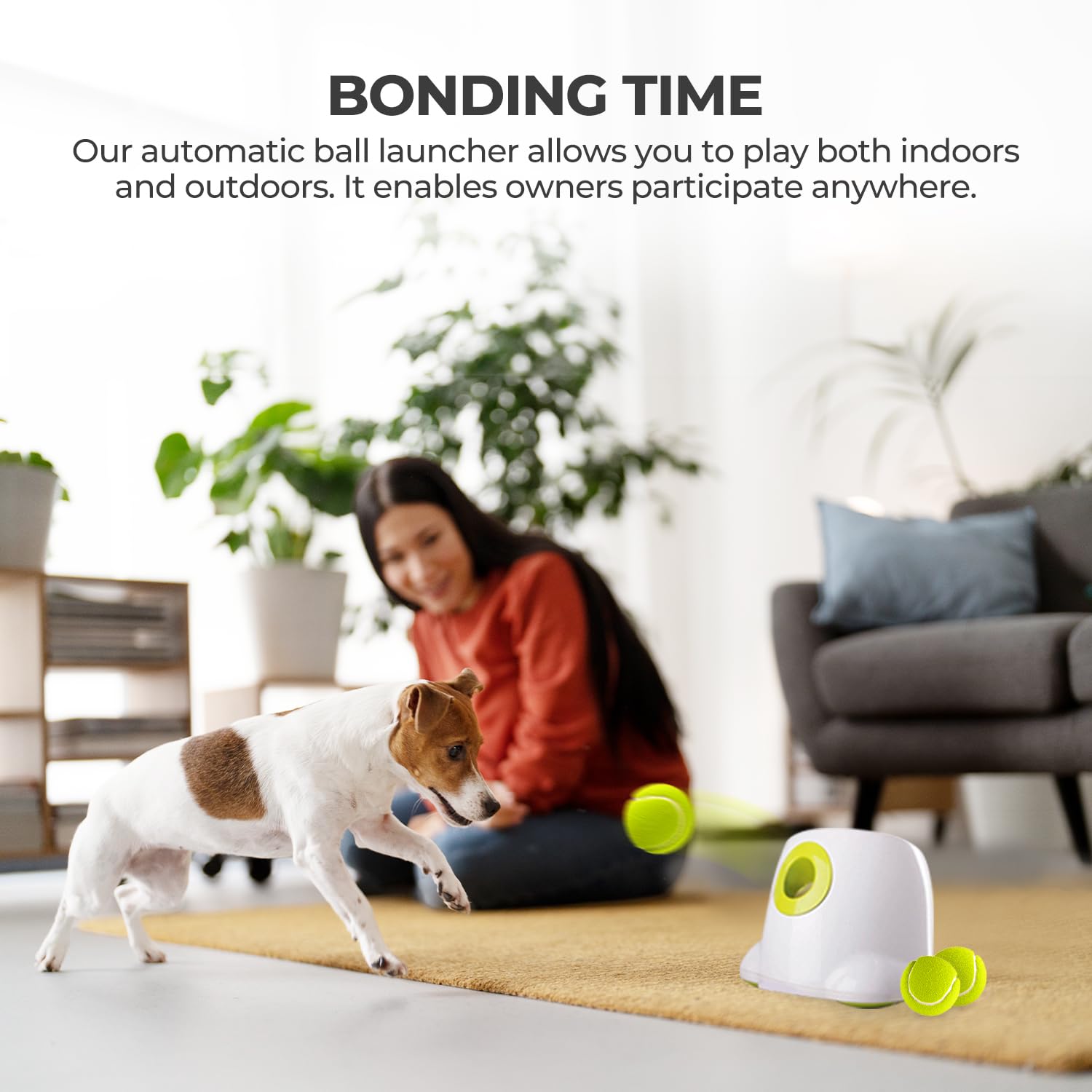 ALL FOR PAWS Automatic Ball Launcher for Dogs - Interactive Ball Throwing Machine with 3 2" Tennis Balls Included, for Small and Medium Dogs, Interactive Dog Toy