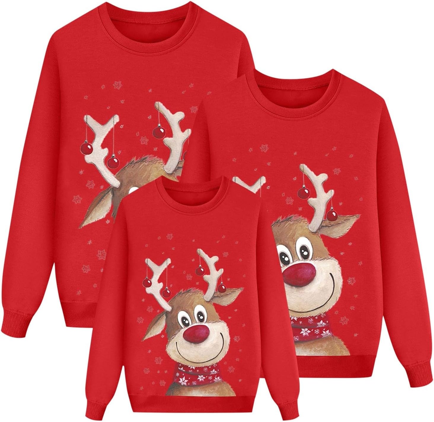Sweater Christmas Family Woman Man Child Christmas Sweatshirts Family Round Neck Long Sleeve Christmas Sweater Winter Warm Christmas Jerseys for Couples Blouses Tops