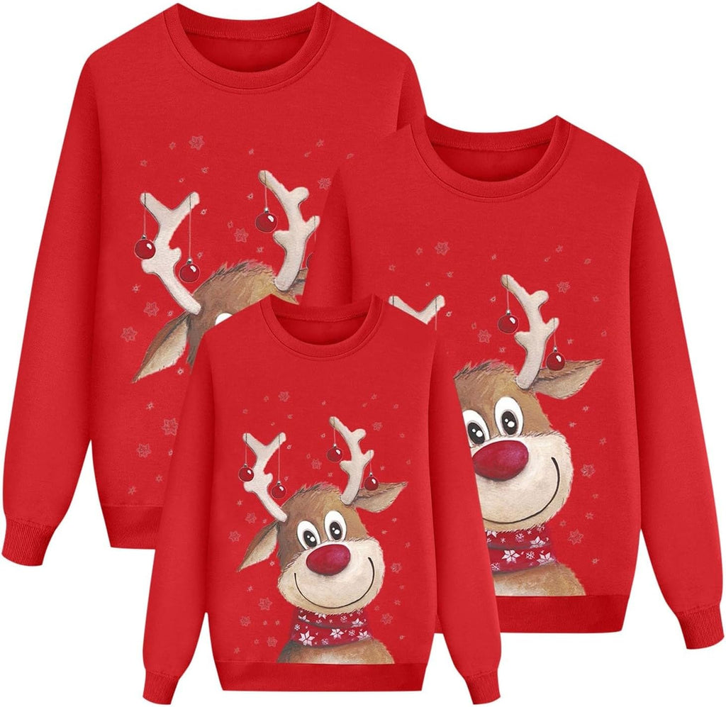 Sweater Christmas Family Woman Man Child Christmas Sweatshirts Family Round Neck Long Sleeve Christmas Sweater Winter Warm Christmas Jerseys for Couples Blouses Tops