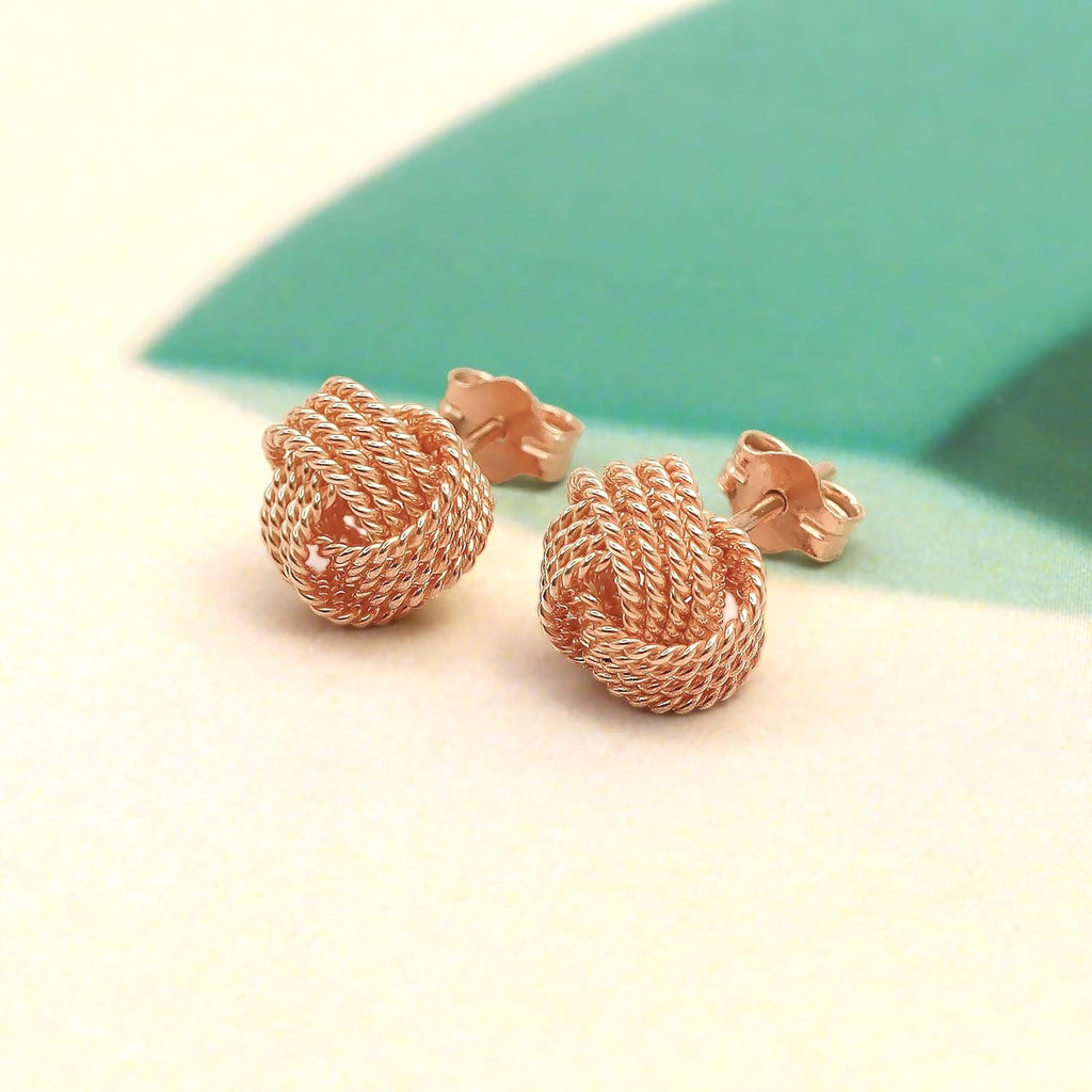 LeCalla Italian Silver Jewelry Stud Earring Twisted Design Wire Love Knot for Women