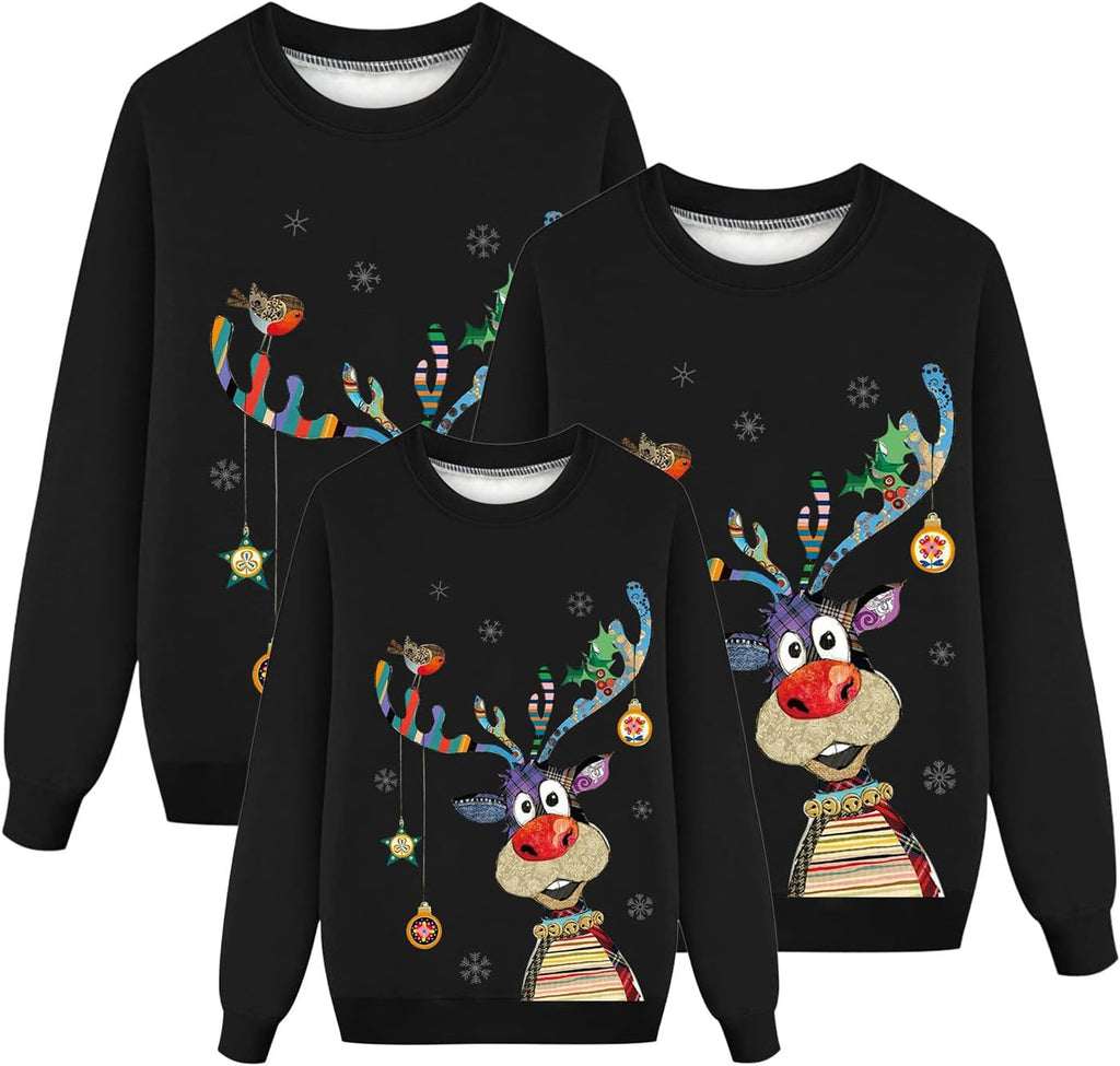 Sweater Christmas Family Woman Man Child Christmas Sweatshirts Family Round Neck Long Sleeve Christmas Sweater Winter Warm Christmas Jerseys for Couples Blouses Tops