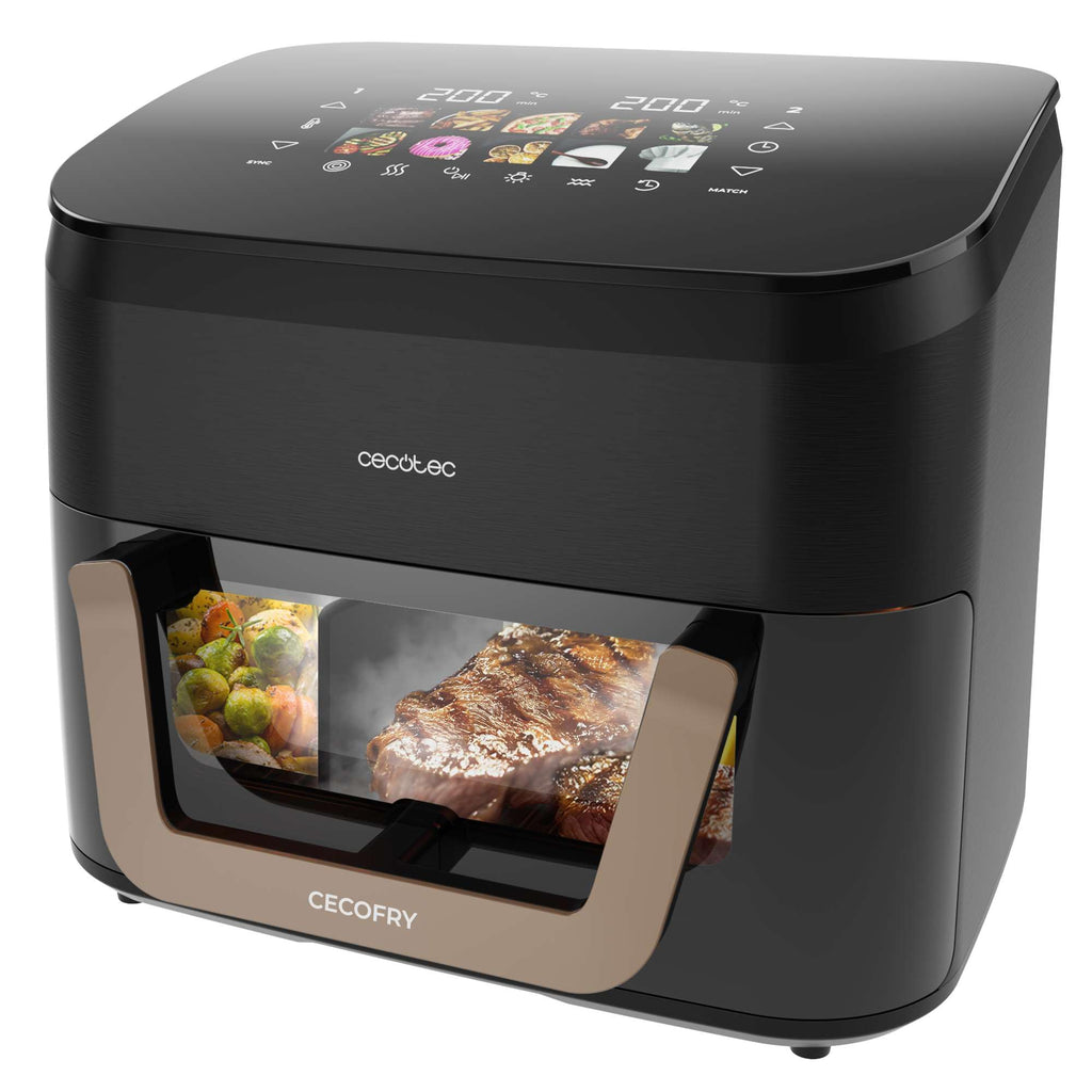 Cecotec Air Fryer 8L with Double Grill, Air Fryer, Cecofry&Grill Duoheat 8000. 2200W, Perfect Golden and Grill Flavor in Meat, Temperature between 80-200°C, 8 Menus and Window
