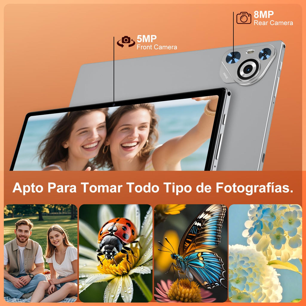 Android 15 Tablet, 30GB RAM 128GB ROM (TF 2TB Expandable), 10 Inch, 8000mAh, WIFI 5G, GPS/BT5.0/OTG, Face ID, Widevine L1, Metal Body Tablet with Keyboard, Mouse and Protective Case -Black