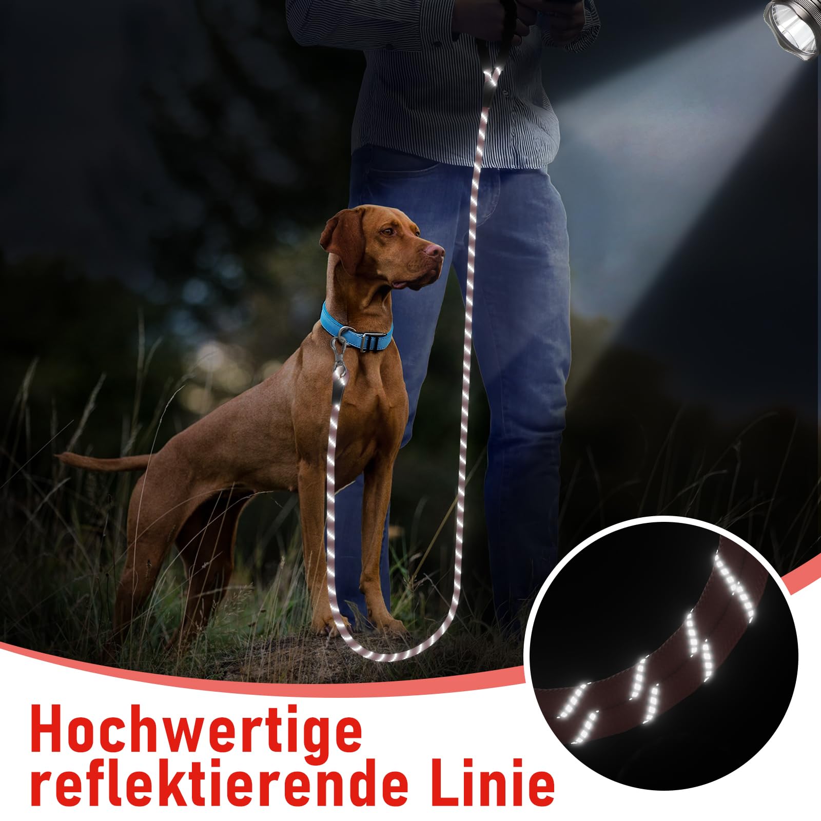 X XBEN Dog Training Lead, 1.5 m, 3 m, 5 m, 6 m, 10 m, 15 m, 20 m, 25 m, 30 m, Long Dog Leash with Lockable Hook, Training Leash for Large and Small Dogs, Reflective and Durable