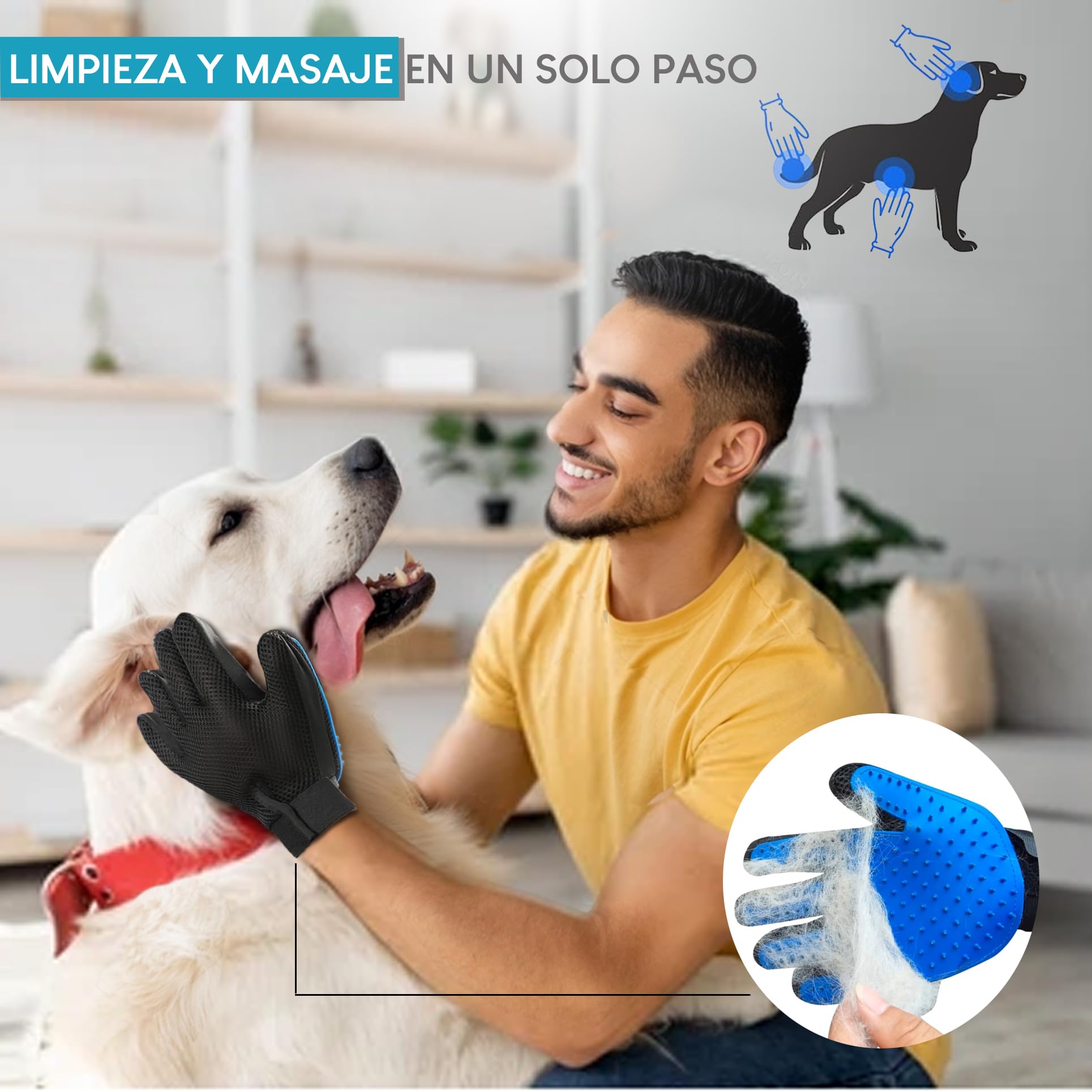 Pet Hair Remover | Pet Hair Remover Roller | Brush for Cats Dogs | Brush Cats Hair Remover | Reusable for Carpets, Clothes and Sofa (Right Glove)