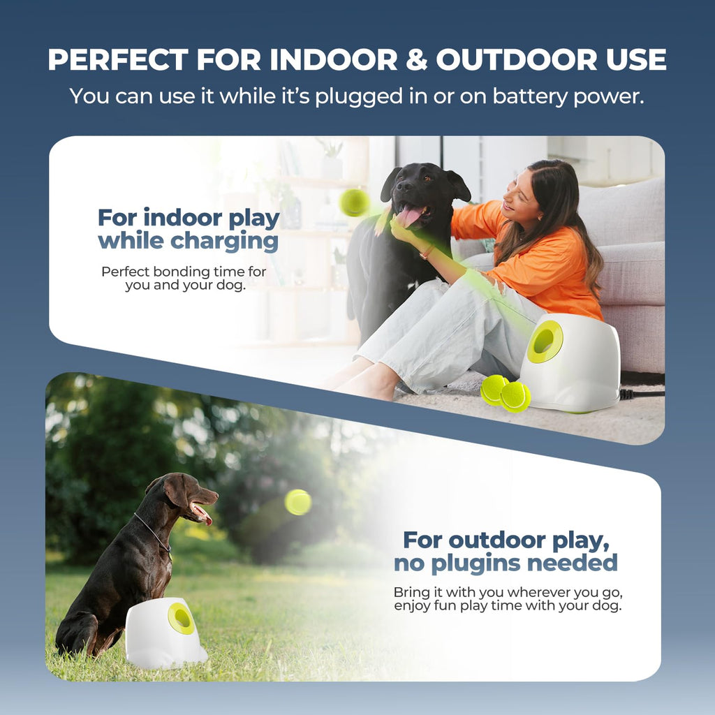 ALL FOR PAWS Automatic Ball Launcher for Dogs - Interactive Ball Throwing Machine with 3 2" Tennis Balls Included, for Small and Medium Dogs, Interactive Dog Toy