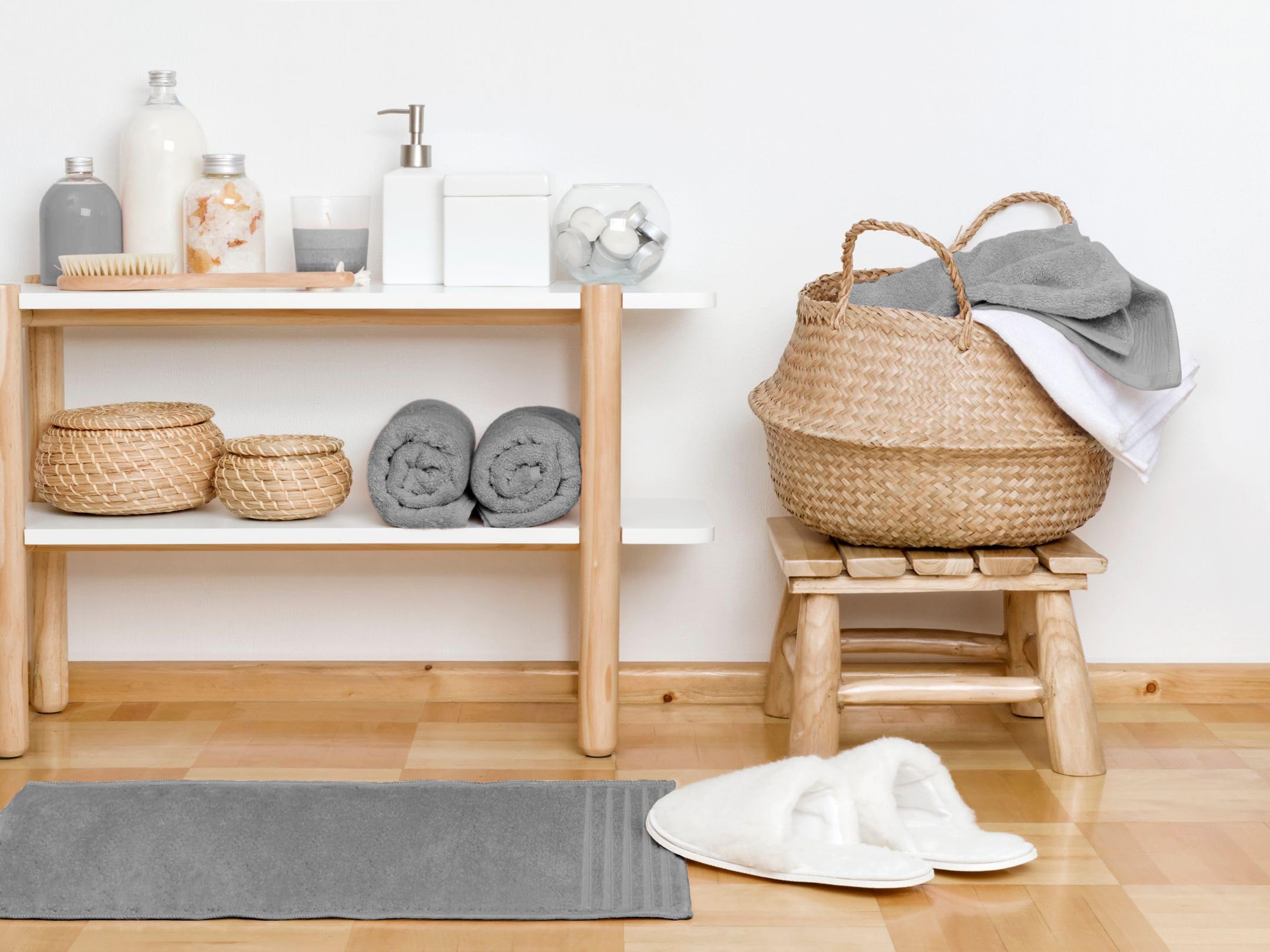 500 g Plain Full Bath Towel Set – Large and Small Terry Towels, 100% Cotton – Pack (2 Washbasin + 2 Shower) – High Absorption – Cotton Towel – Grass