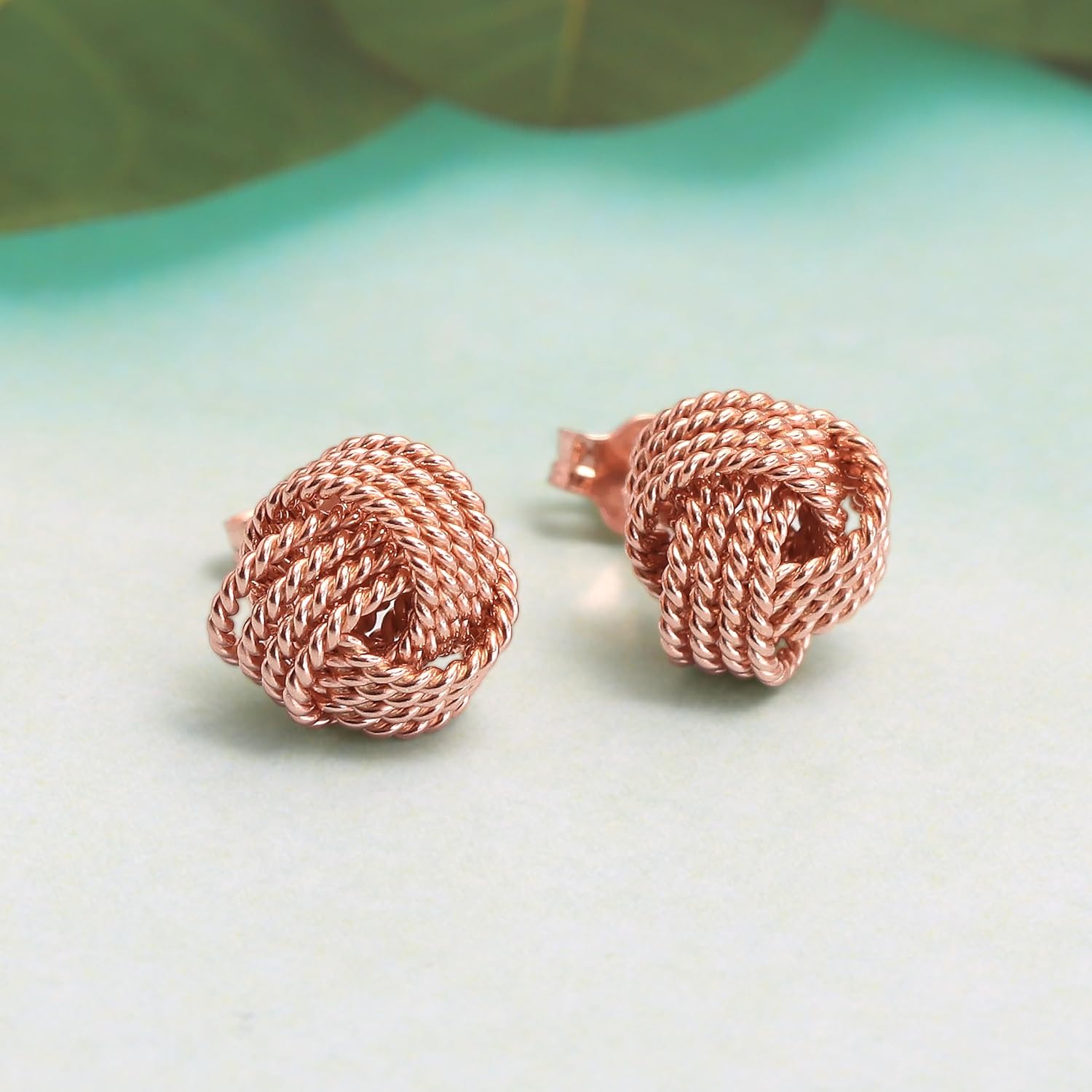 LeCalla Italian Silver Jewelry Stud Earring Twisted Design Wire Love Knot for Women