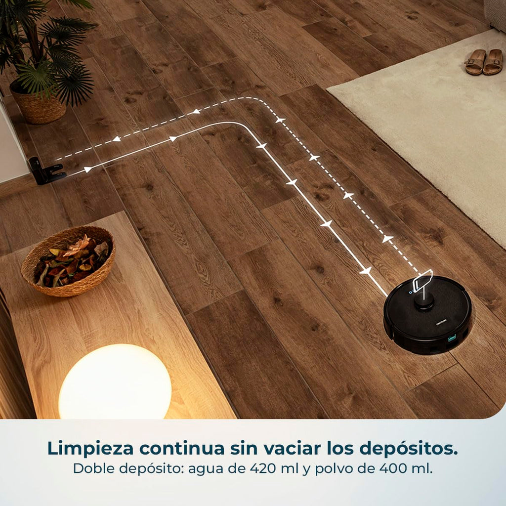 Cecotec Conga M50 Robot Vacuum Cleaner and Floor Scrubber, Laser Navigation, 5000Pa Suction Pressure, 3200 mAh Battery, Multifunction Brush for All Surfaces, Coverage up to 160 m²