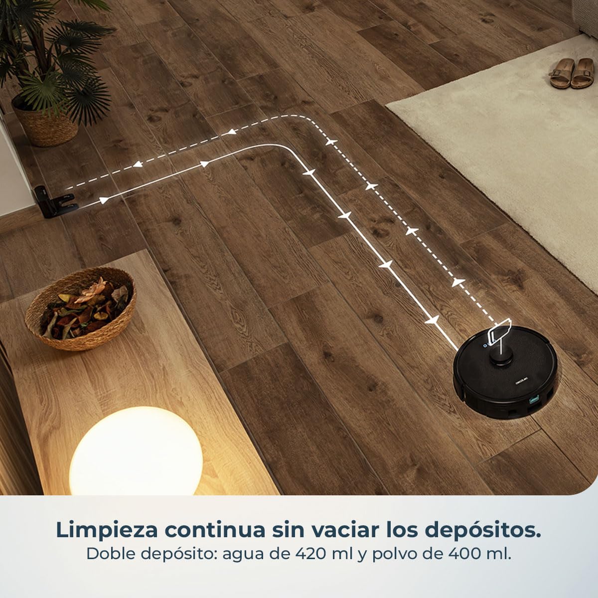 Cecotec Conga M50 Robot Vacuum Cleaner and Floor Scrubber, Laser Navigation, 5000Pa Suction Pressure, 3200 mAh Battery, Multifunction Brush for All Surfaces, Coverage up to 160 m²