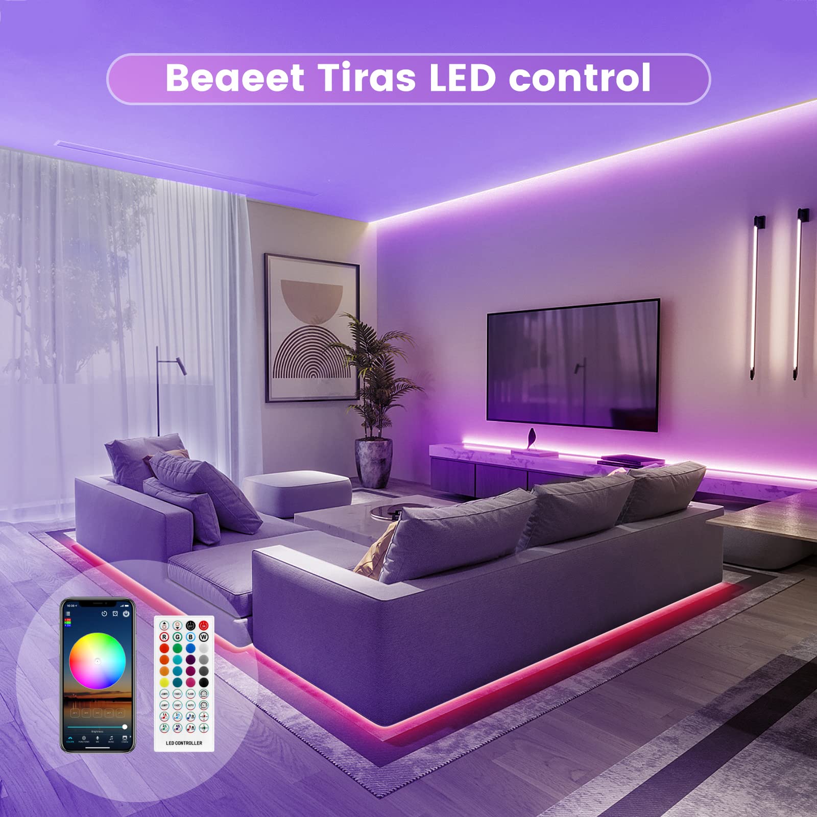 LED Strips 20 Metres RGB 5050, LED Lights with App and Controller, Sync with Music, Ideal for LED Lights, Room Lights, Party Decoration and Christmas (10 m x 2)