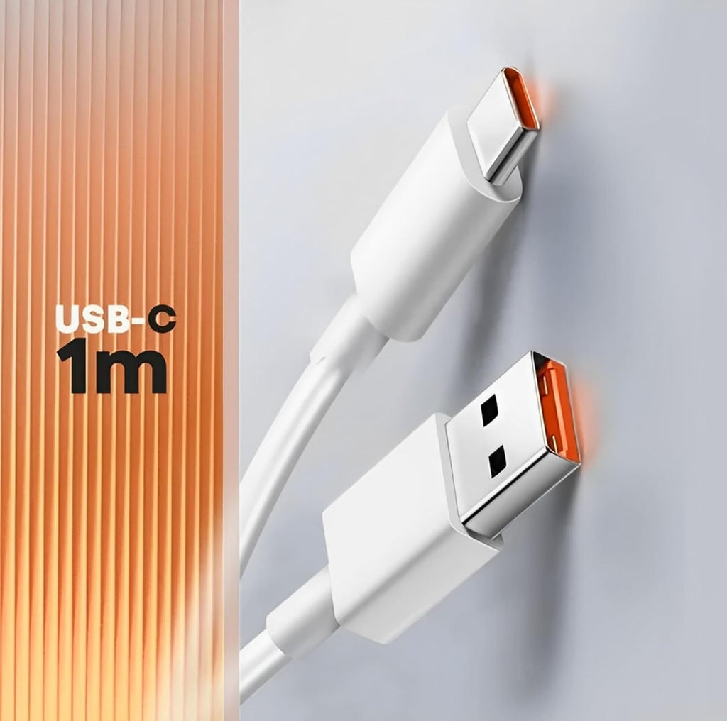 Quick Charge Charger 120 W USB-C Cable 1 Meter, 6 A, Ultra Fast Charging QC 3.0, Compatible, for Xiaomi, Redmin Note, Poco.
