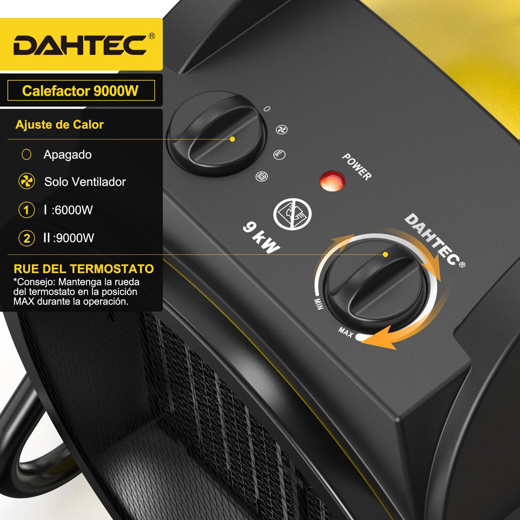 Ceramic Heater 2000W - Low Consumption - Portable Electric Radiator - Fast Heating in 3 s - Suitable for Homes, Bathrooms and Construction Sites