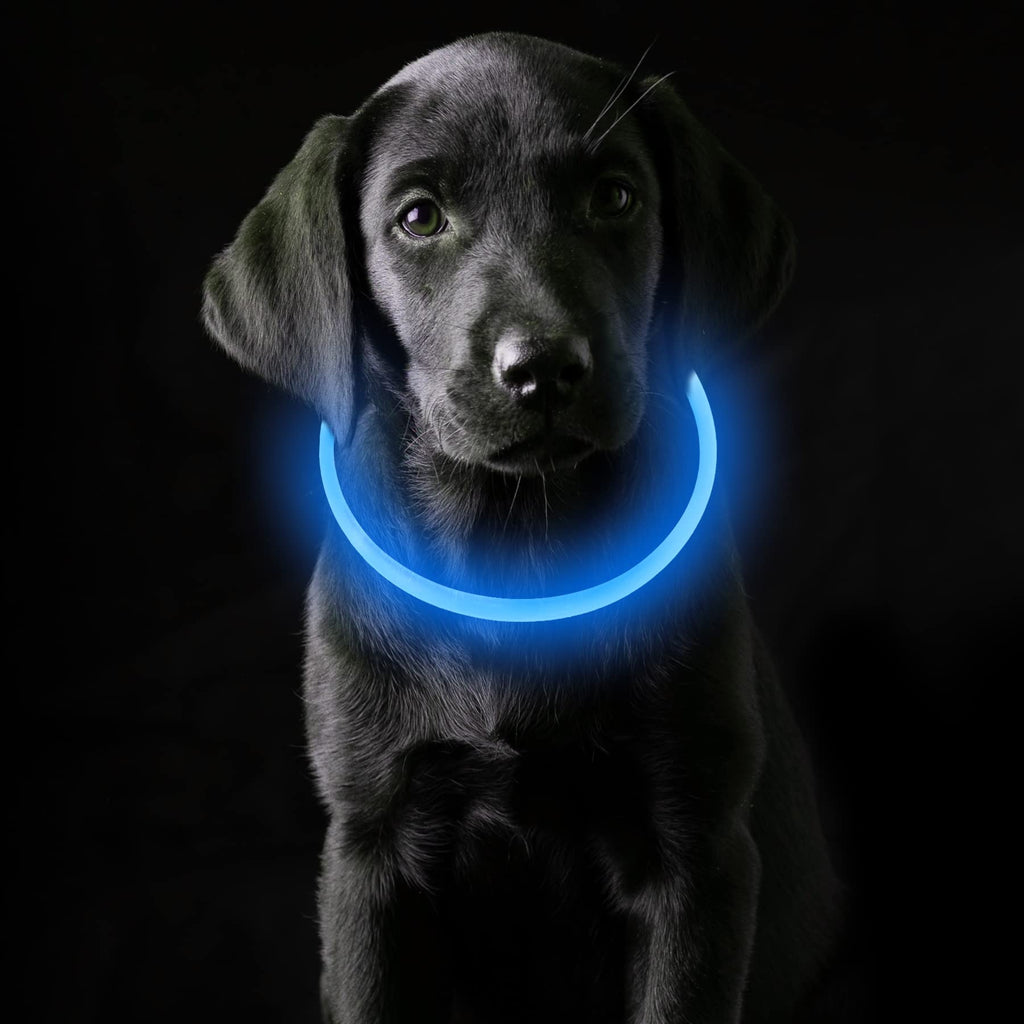 Coolzon Rechargeable and Waterproof Luminous Dog Collar with 3 Light Modes, Adjustable Length LED Collars for Dogs Cats Small Medium Large, Red