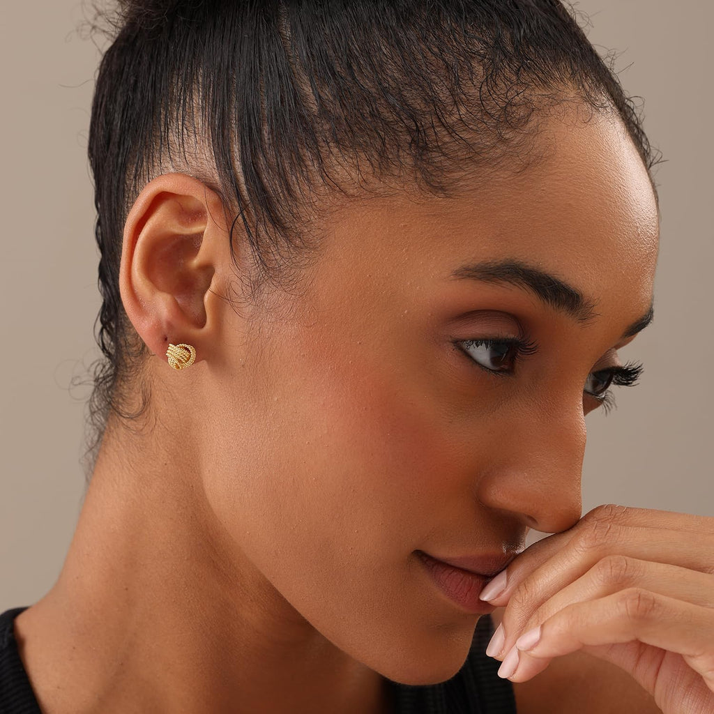 LeCalla Italian Silver Jewelry Stud Earring Twisted Design Wire Love Knot for Women