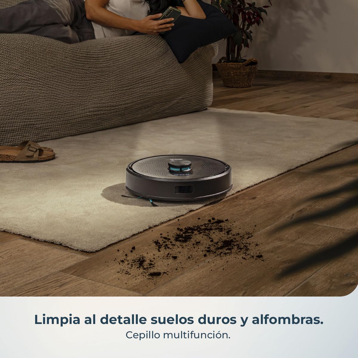 Cecotec Conga M50 Robot Vacuum Cleaner and Floor Scrubber, Laser Navigation, 5000Pa Suction Pressure, 3200 mAh Battery, Multifunction Brush for All Surfaces, Coverage up to 160 m²