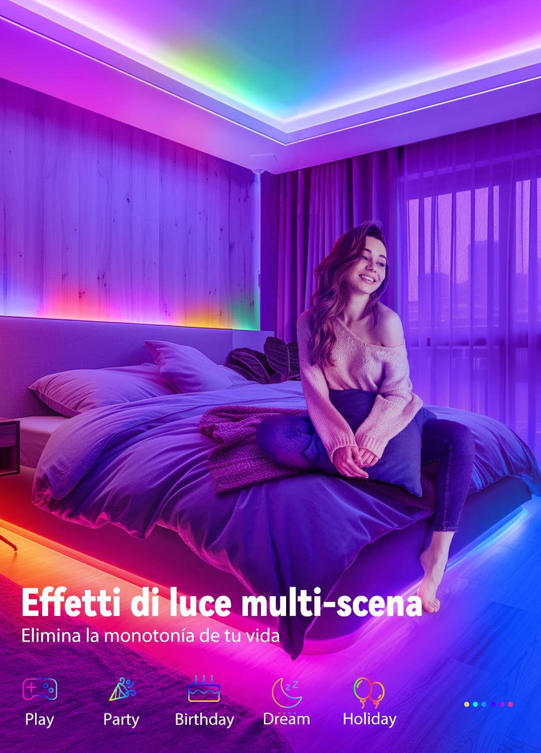 LED Strips 20 Metres RGB 5050, LED Lights with App and Controller, Sync with Music, Ideal for LED Lights, Room Lights, Party Decoration and Christmas (10 m x 2)