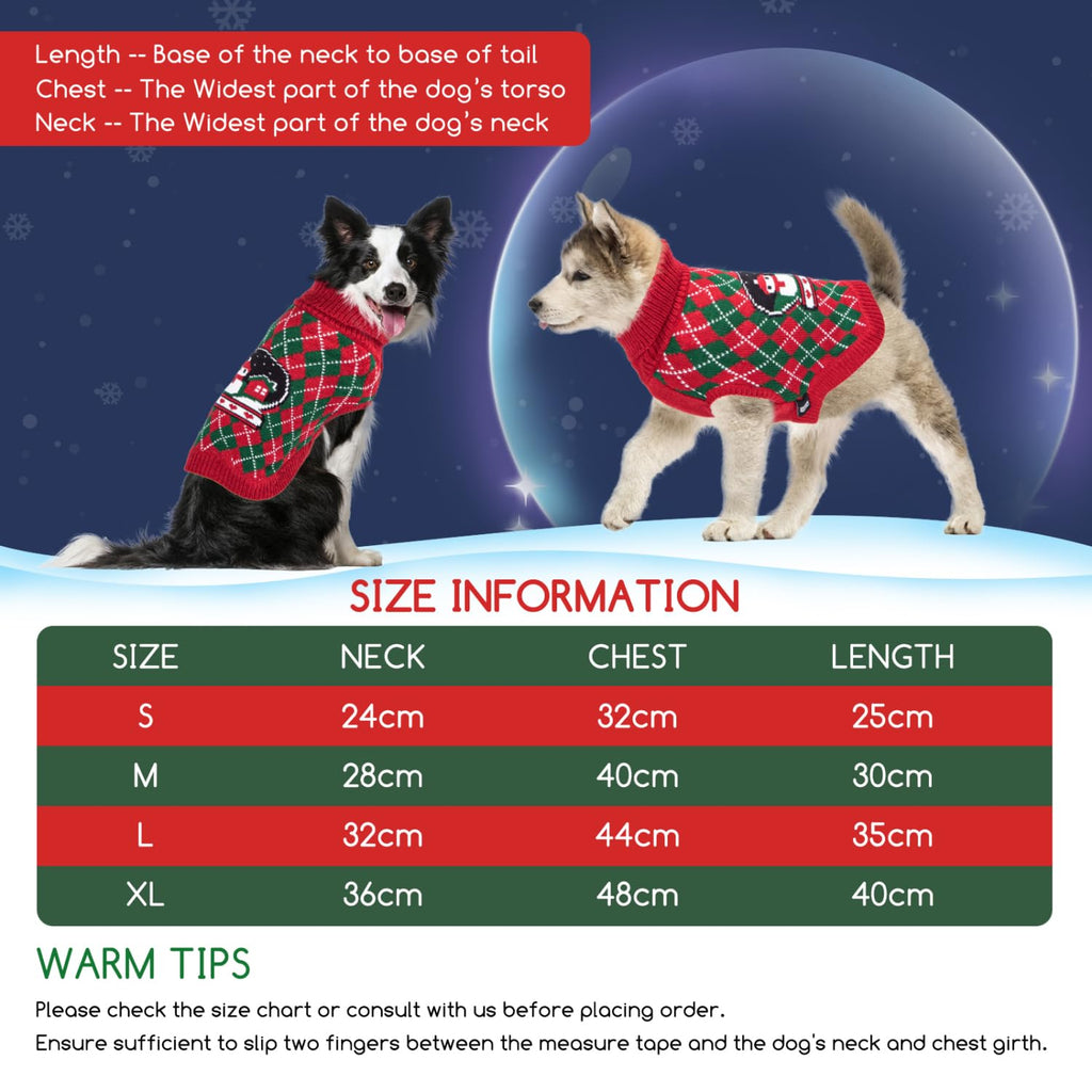 Nobleza - Christmas Dog Sweaters and Kittens, Pet Sweater, Warm Winter Clothes Suitable for Small and Medium Dogs (Red, S)